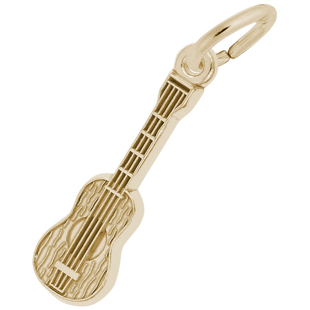 10k Yellow Gold Guitar Charm Pendant - Elegant Jewelry for Bracelets & Necklaces - Perfect for Music Lovers, Gifts & Everyday Wear
