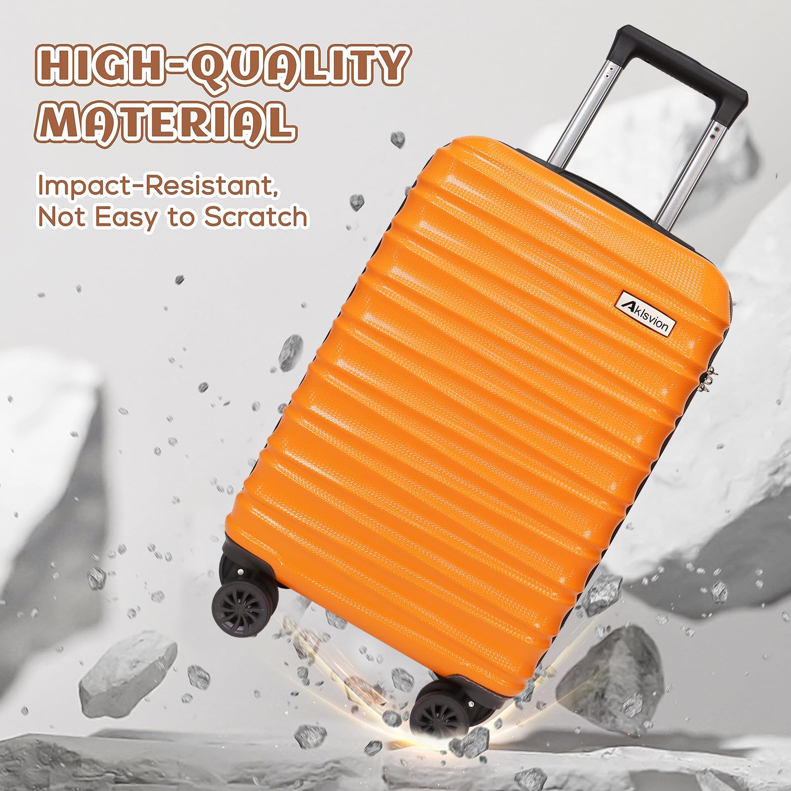 3-Piece ABS Hardshell Spinner Luggage Set with Carry-On Suitcase, Weekender Bag & Toiletry Bag (Orange) - Perfect for Travel, Business Trips & Vacations