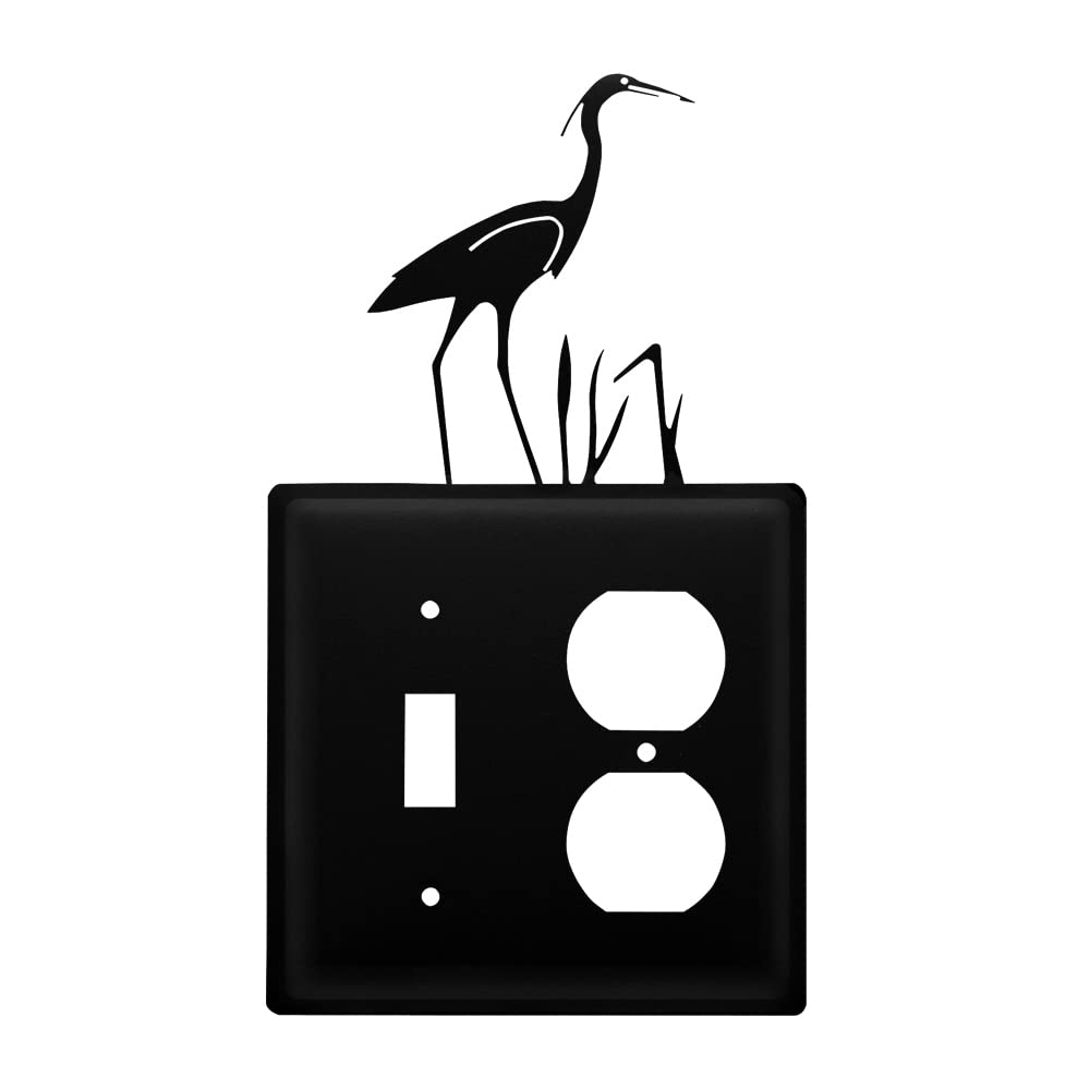 Decorative Wrought Iron Heron Switch Plate Cover - Rustic Outlet Cover for Home & Office Decor - Perfect for Living Room, Bedroom, and Kitchen Wall Decor