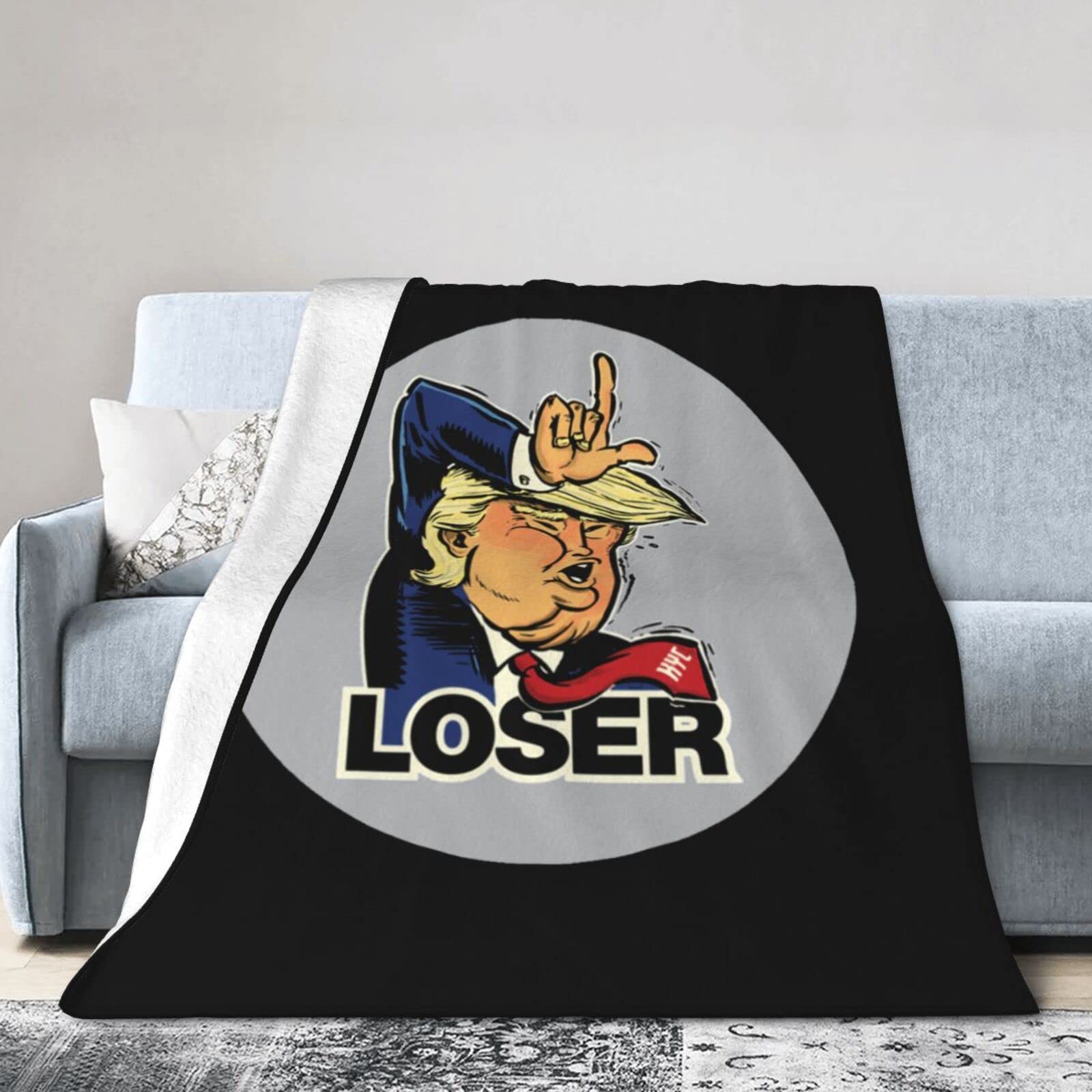 Trump is A Loser Flannel Fleece Throw Blanket - Ultra Soft & Super Fluffy Plush Bed Blanket - Luxury Cozy Couch Blanket 80