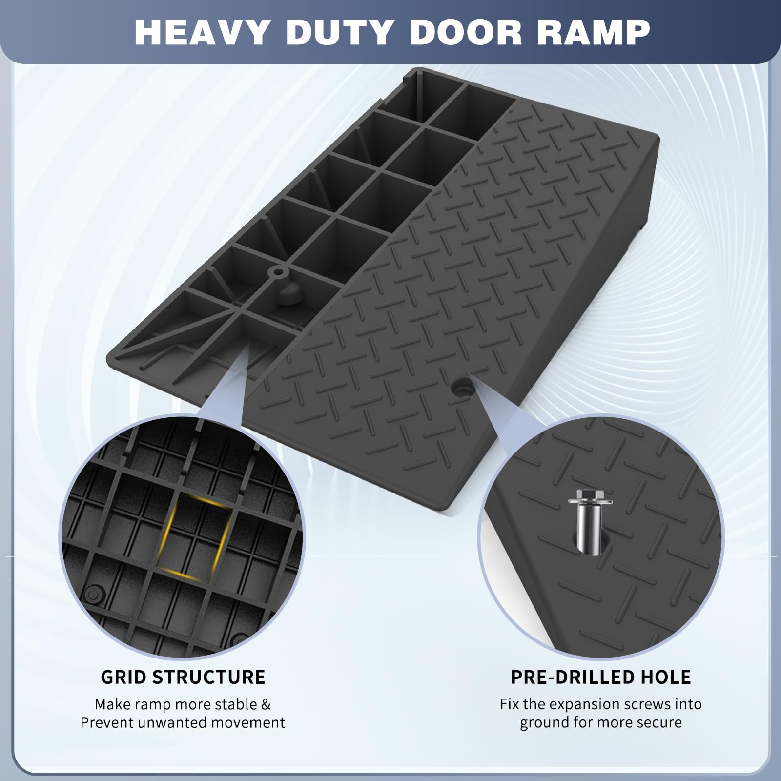 Non-Slip Rubber Threshold Ramp 5 Inch Rise - Heavy Duty 2200LBS Capacity Wheelchair Ramp for Doorways, Steps & Vehicles - Perfect for Wheelchairs, Scooters, Cars & Mobility Aids (2 Pack) - Ideal for Home Entryways, Garages & Commercial Accessibility