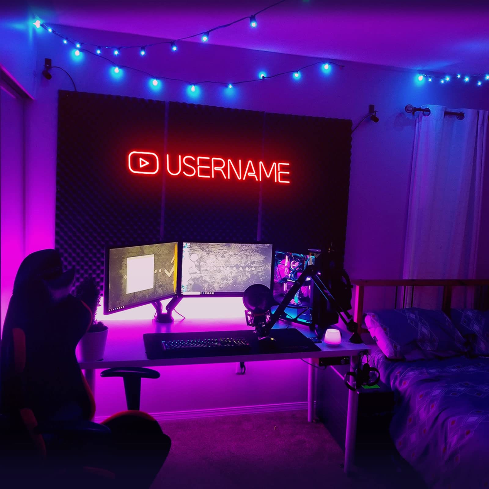 Custom Neon Signs for Game Room - Personalized Channel ID Sign Light for Twitch, Facebook & YouTube | Wall Decor & Birthday Gifts for Gamers | Perfect for Streaming Setup, Gaming Den & Man Cave Decor
