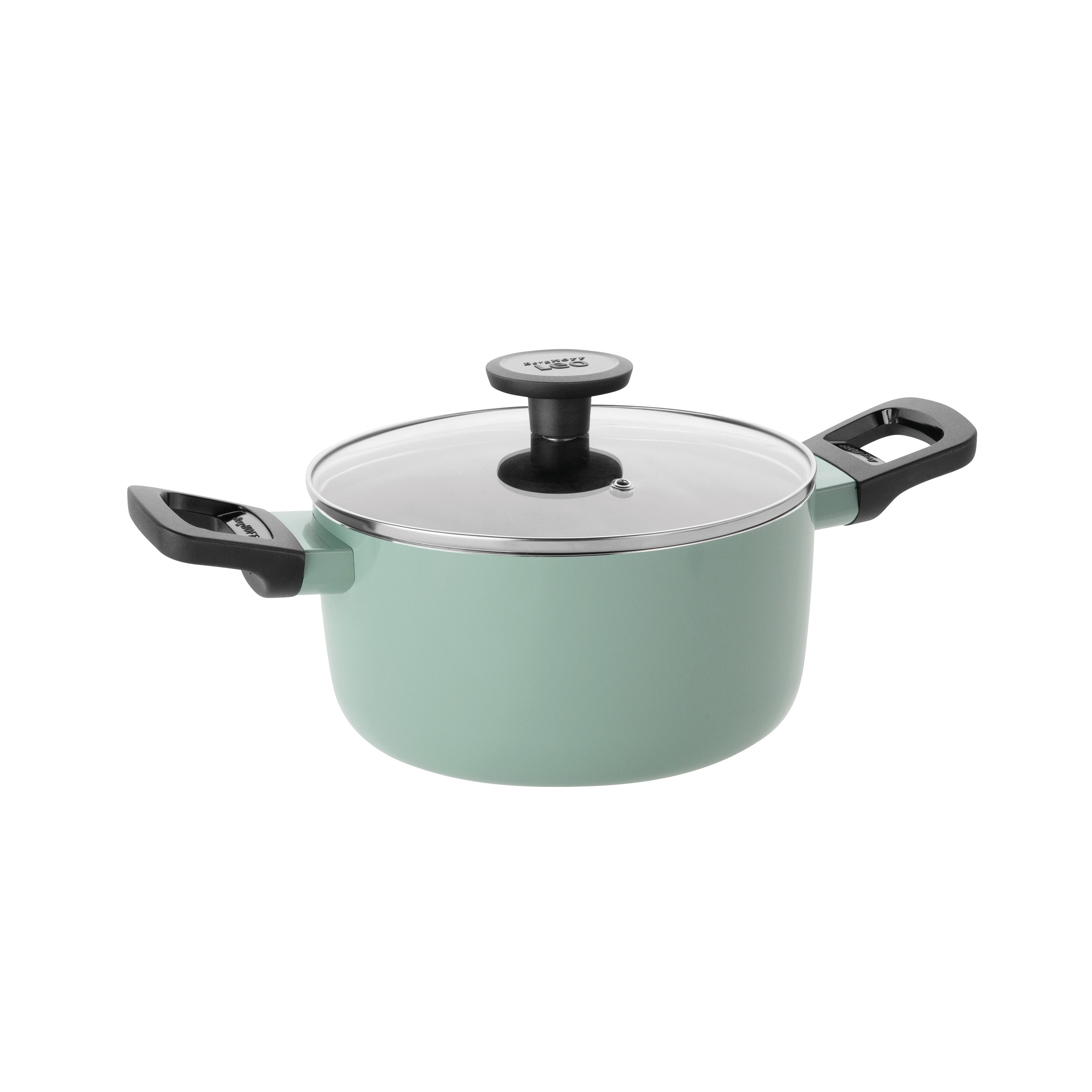 BergHOFF Sage Non-Stick Aluminum 7-Piece Cookware Set with Glass Lids - Perfect for Everyday Cooking, Family Meals & Healthy Home Kitchen