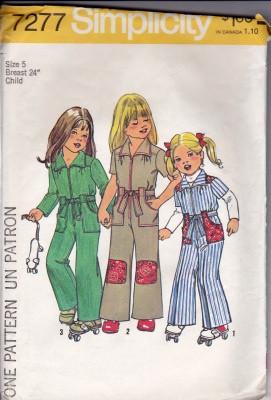 Vintage 1970's Simplicity 7277 Child's Play Jumpsuit Sewing Pattern - DIY Retro Kids Costume & Playwear for Dress Up Parties