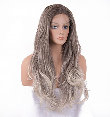Platinum Blonde Ombre Lace Front Wig - Natural Looking Human Hair Wig for Women | Perfect for Cosplay, Parties & Daily Wear