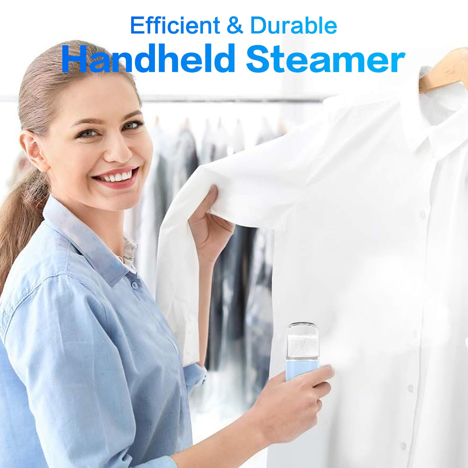Easy Care Sunshine 15s Heat Up Mini Travel Steamer - Portable Handheld Garment Steamer for Clothes | Compact Fabric Steam Iron for Home, Office & Travel | Perfect for Wrinkle Removal On-The-Go & Quick Outfit Refresh (White)
