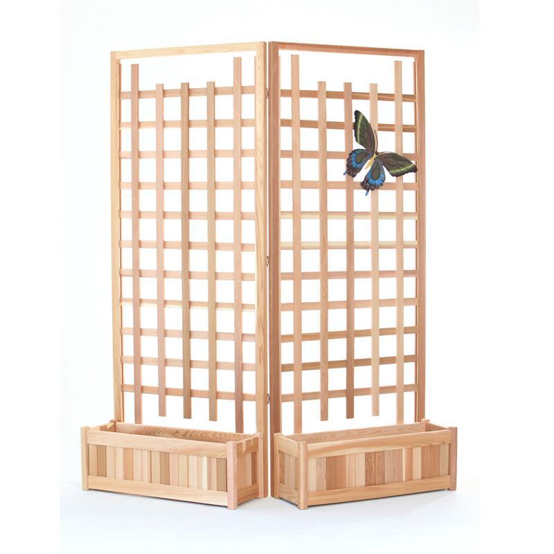 Premium Cedar Planter with Trellis Set - Natural Wood Raised Garden Box for Climbing Plants, Flowers & Vegetables | Outdoor Patio, Balcony & Backyard Decor