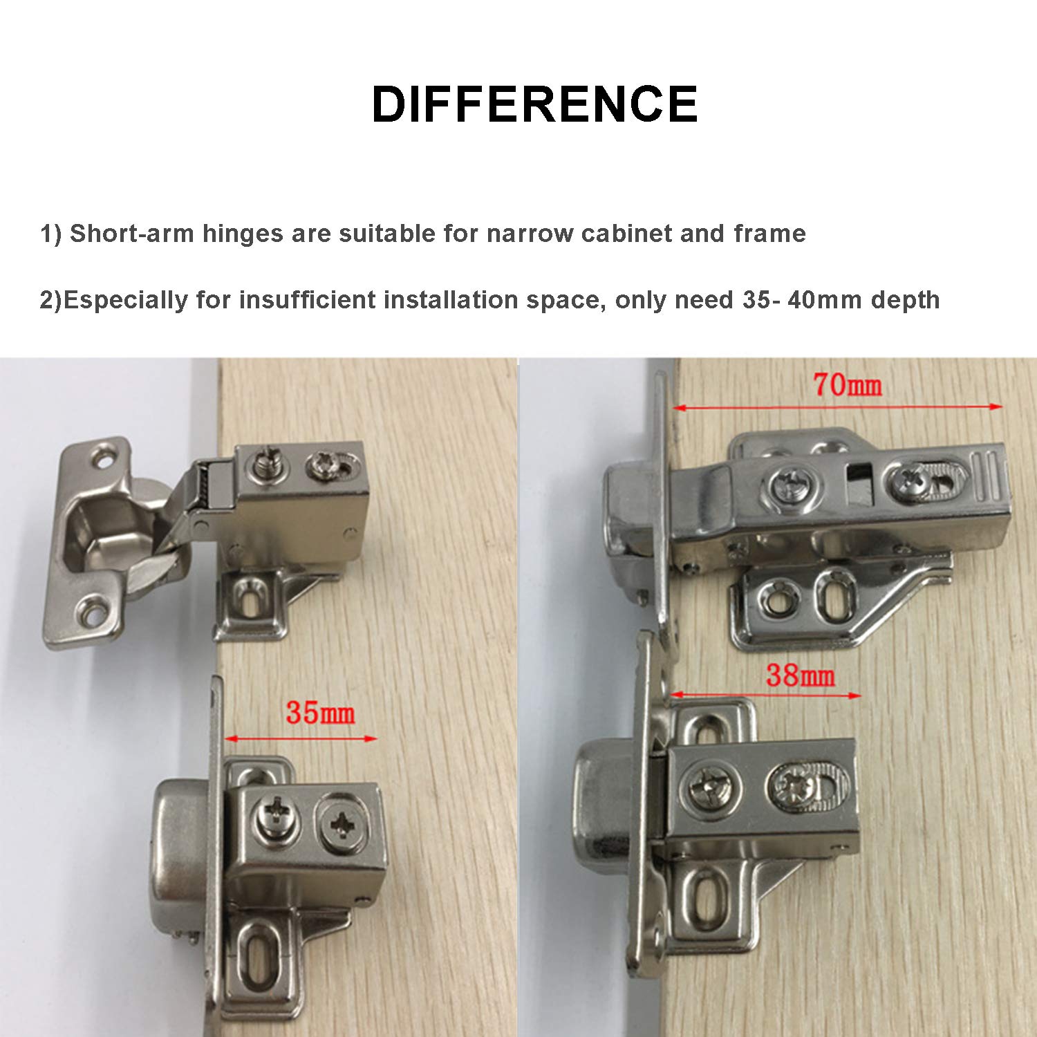 LIKERAINY 35mm Soft Close Cabinet Hinges - 95° Full Overlay Face Frame Hinge with Hydraulic Damper, Compact Mini Hinges for Cabinet, Cupboard & Wardrobe Doors (Pack of 4) - Perfect for Kitchen Cabinets, Bathroom Vanities & Closet Organizers