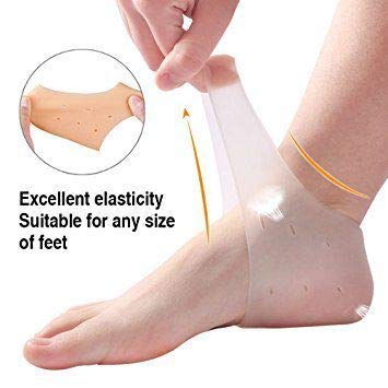 Brezzycloud Silicone Gel Heel Pad Socks for Heel Swelling Pain Relief, Dry Hard Cracked Heels Repair Cream - Foot Care & Ankle Support Cushion for Men & Women (1 Pair) - Perfect for Running, Hiking & Daily Comfort