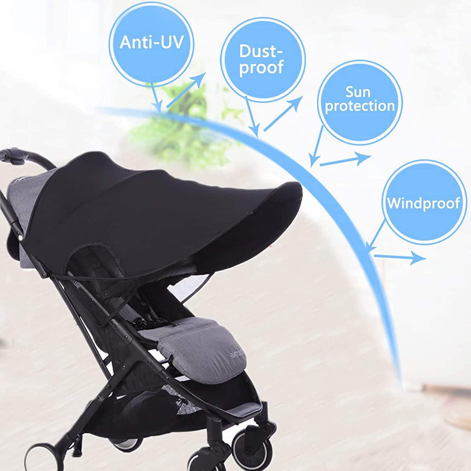 Baby Stroller Sun Shade with Mosquito Net - UV Protection Canopy & Breathable Rain Cover for Toddler Pushchair, Pram, Jogger & Car Seat - Summer Sun Shield for Outdoor Walks, Park Visits & Travel Accessories