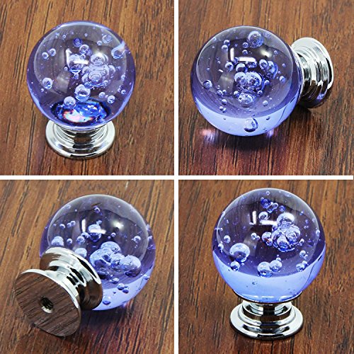 Elegant Purple Crystal Glass Ball Cabinet Knobs - Set of 12 for Kitchen, Wardrobe, Dresser & Drawer - Decorative Bubble-Shaped Handles for Home & Office Furniture Upgrade