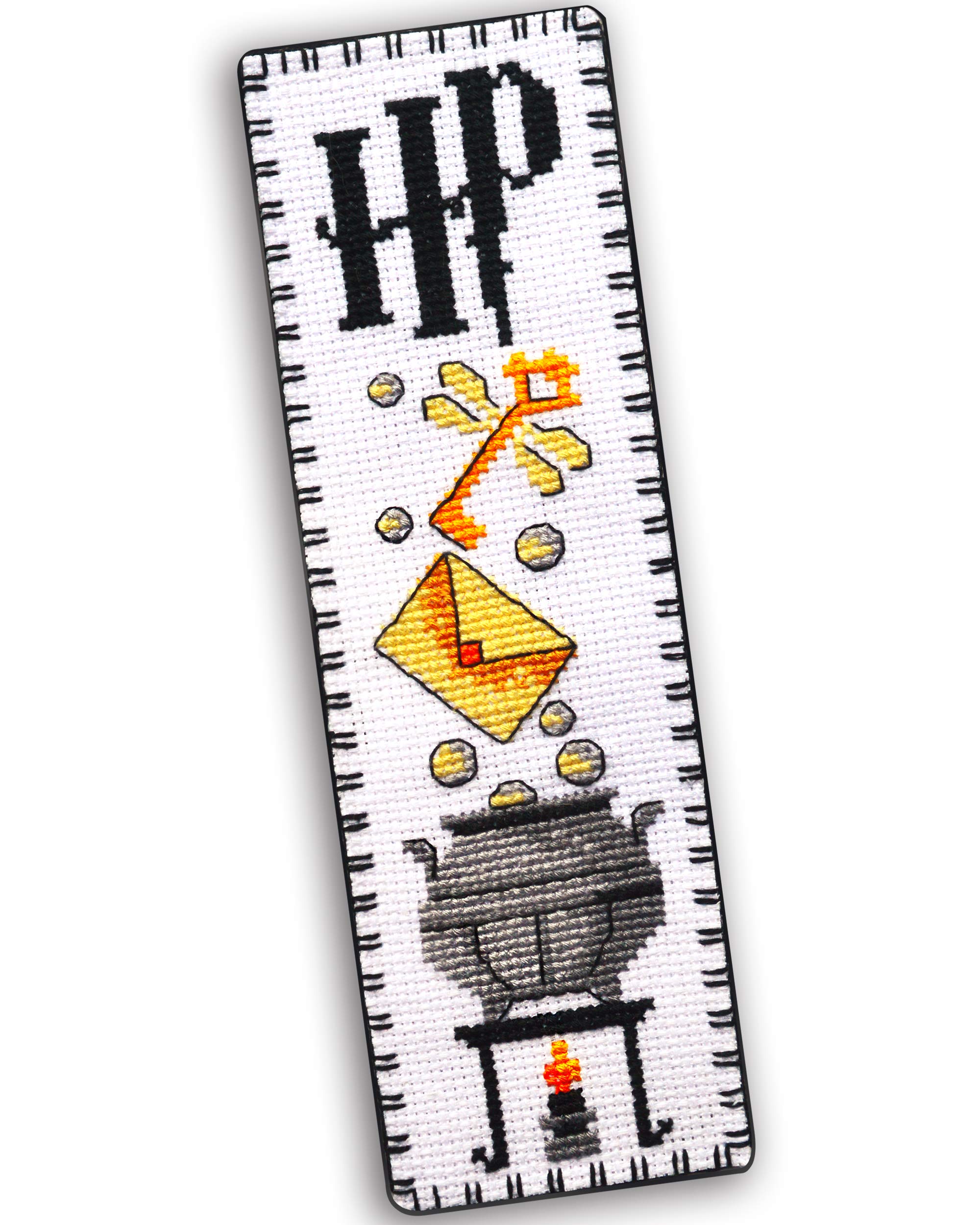 Cauldron Bookmark Cross-Stitch Kit - Complete Hand Embroidery Kit with Pattern, Thread & Needle - Perfect DIY Gift for Halloween, Book Lovers & Crafters