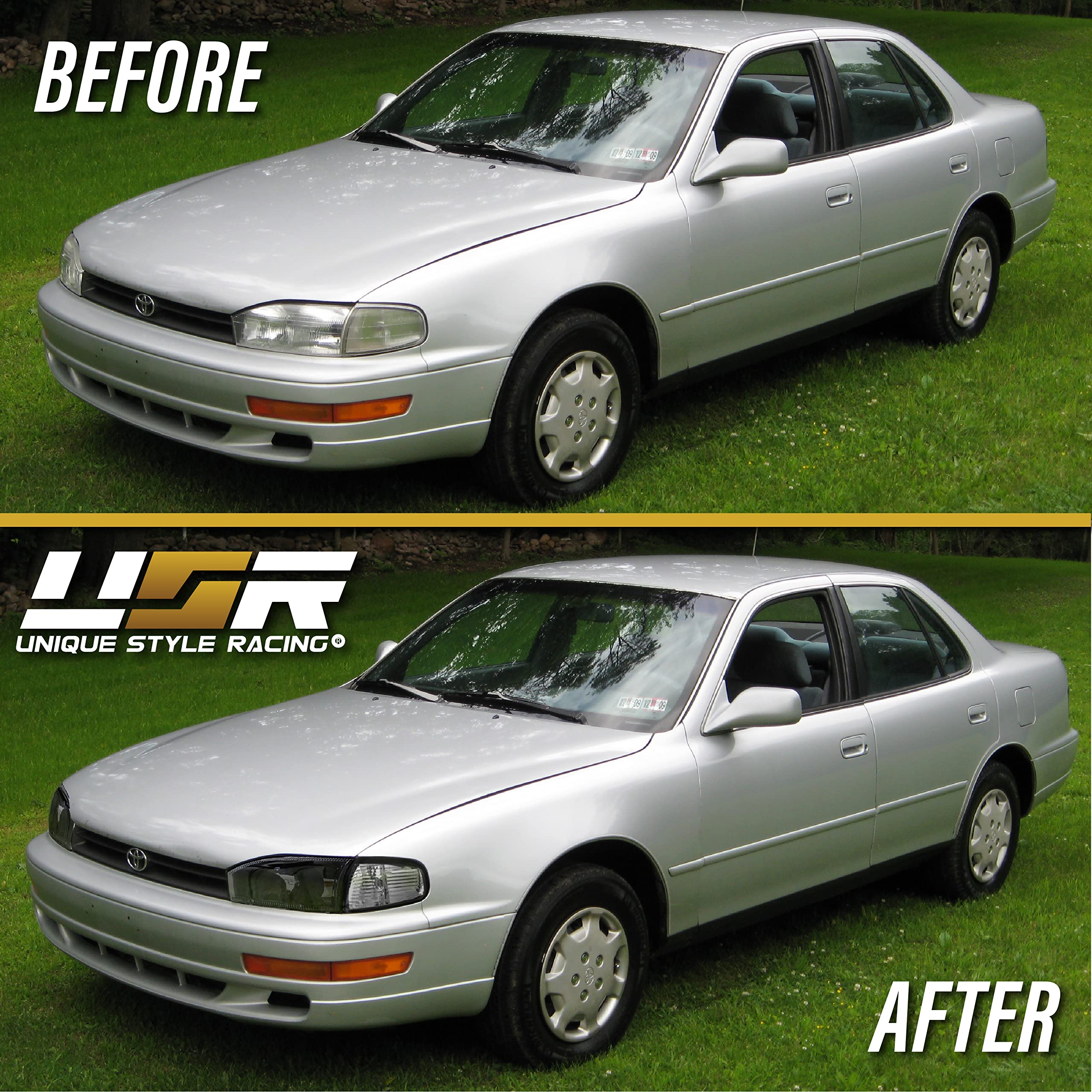 JDM Style Black Housing Clear Lens Headlights & Clear Corner Lights for 1992-1994 Toyota Camry - Complete 4-Piece Set | USR DEPO 92-94 Camry Headlights | Perfect for Night Driving & Car Customization