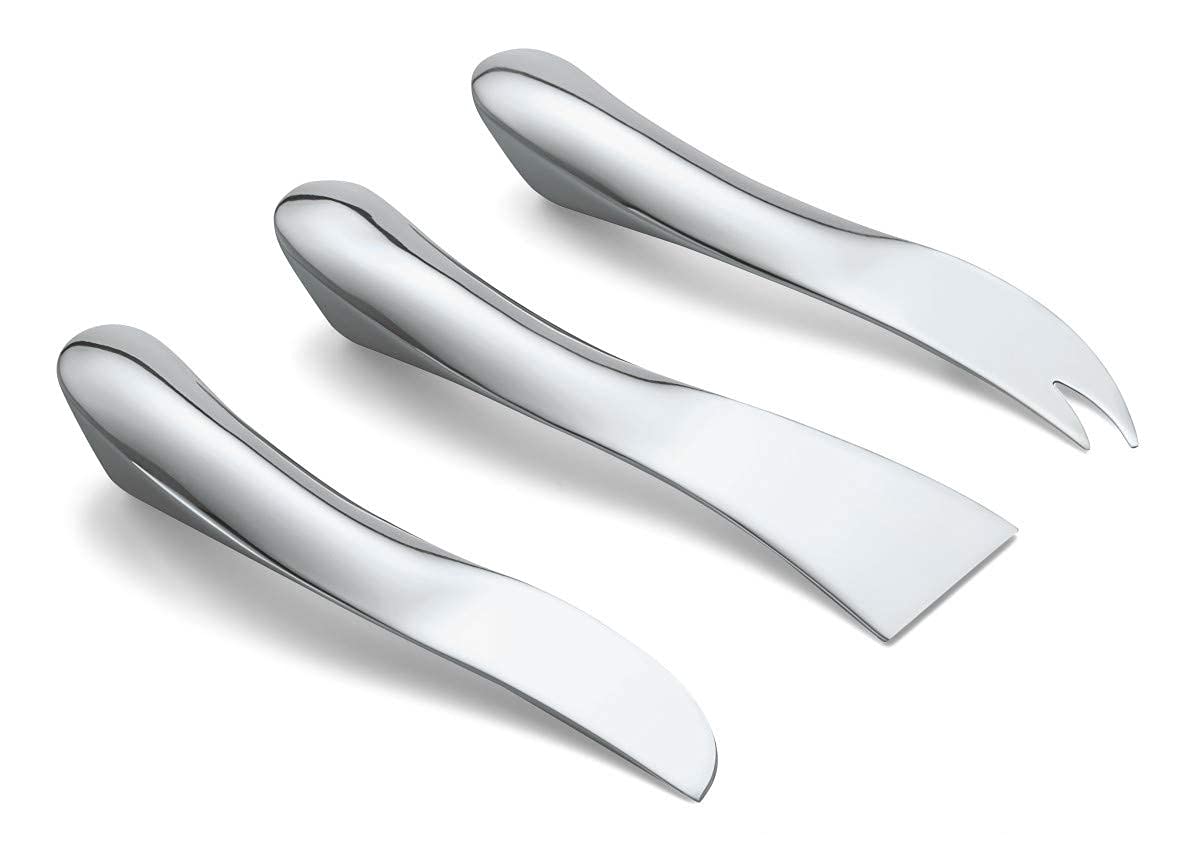 Premium Set of 3 Stainless Steel Wave Cheese Knives - Perfect for Cheese Boards, Charcuterie Platters & Entertaining Guests