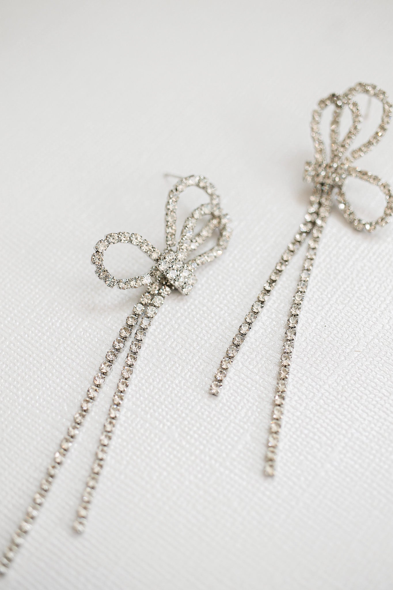 Ava Dangle Earrings in Silver Rhinestones - Elegant Party Jewelry for Women, Perfect for Weddings, Date Nights and Special Occasions