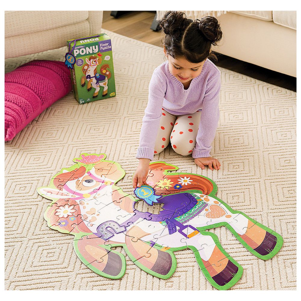Peaceable Kingdom Shimmery Pony Floor Puzzle - 24-Piece Glittering Horse Puzzle for Kids Ages 3-6 | Perfect for Playrooms, Preschool Learning & Birthday Gifts