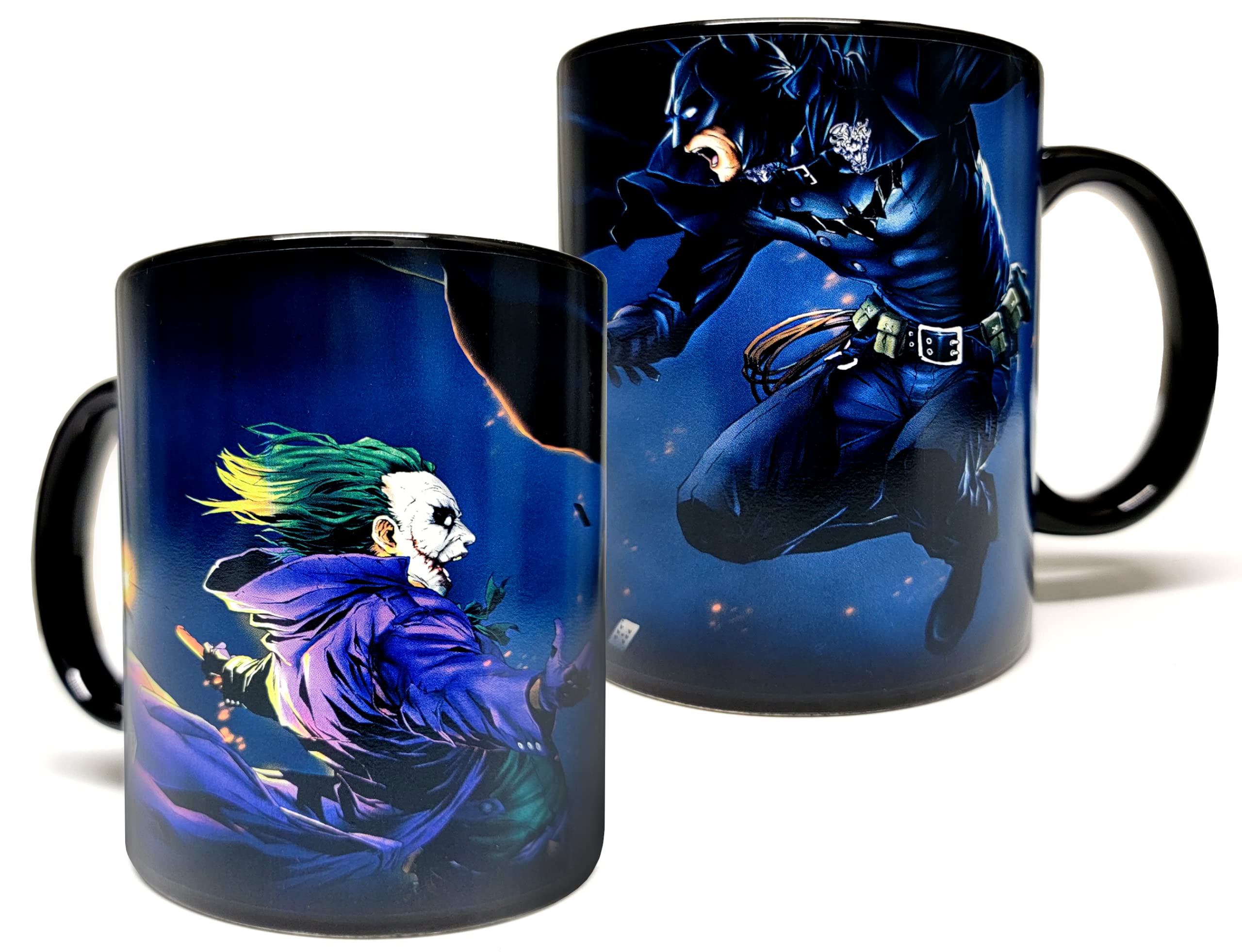 Batman vs Joker 11oz Ceramic Black Coffee Mug - DC Comics Superhero Gift with Full Wrap Around Artwork - Perfect for Superhero Fans, Office Use, and Collectors - Comes in Protective Foam Gift Box