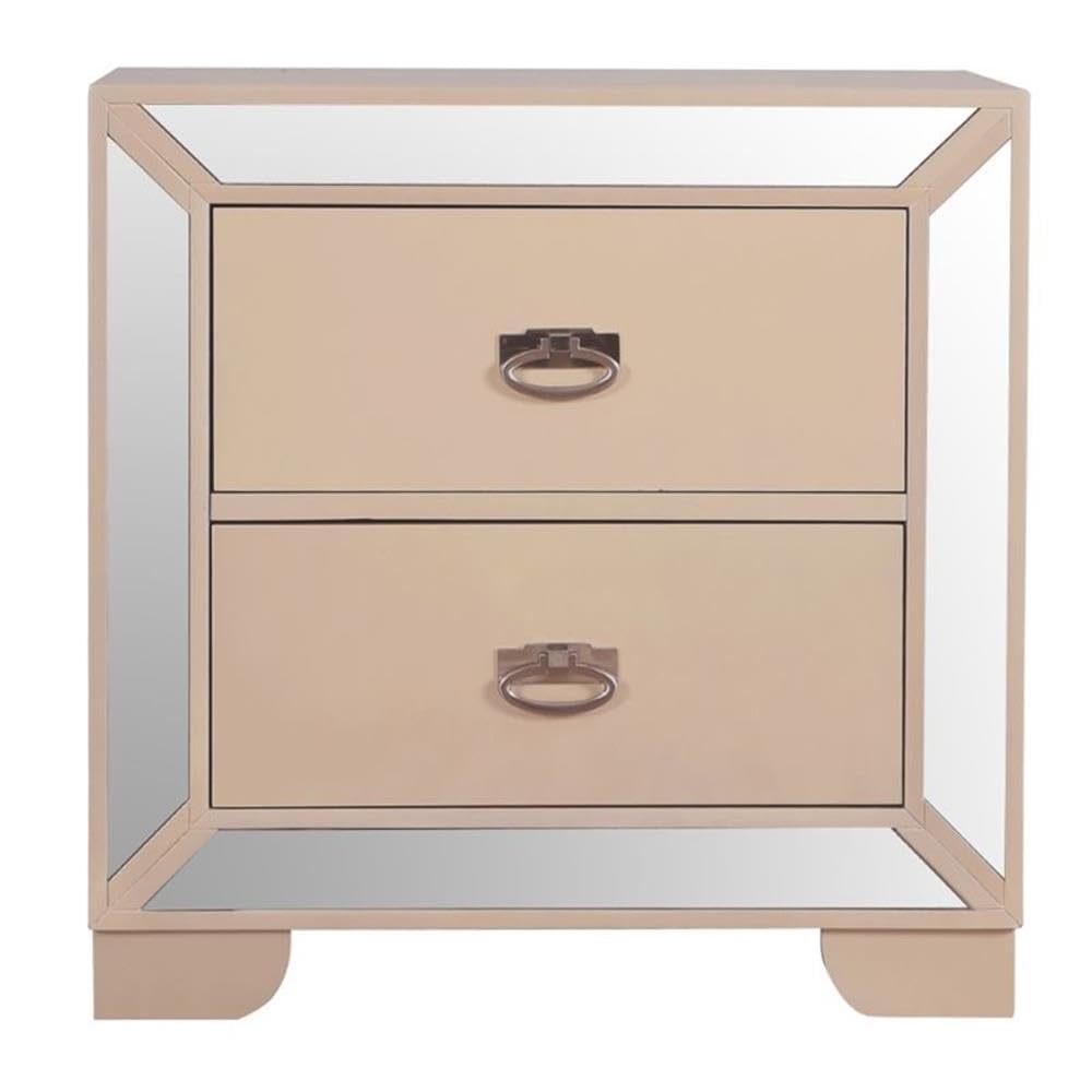 Glory Furniture Hollywood Hills 2-Drawer Nightstand in Pearl White - Modern Bedside Table for Bedroom, Guest Room & Nursery Storage