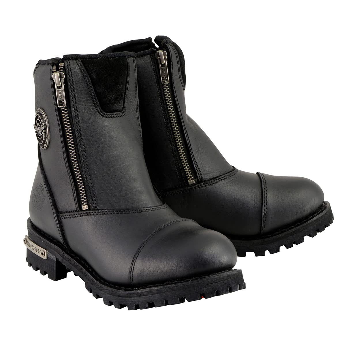 Milwaukee Leather MBM102 Men's Black Smooth Double-Sided Zipper Motorcycle Boots Size 11.5 - Durable Riding Boots for Harley & Cruiser Bikes, Perfect for Long Rides & Commuting