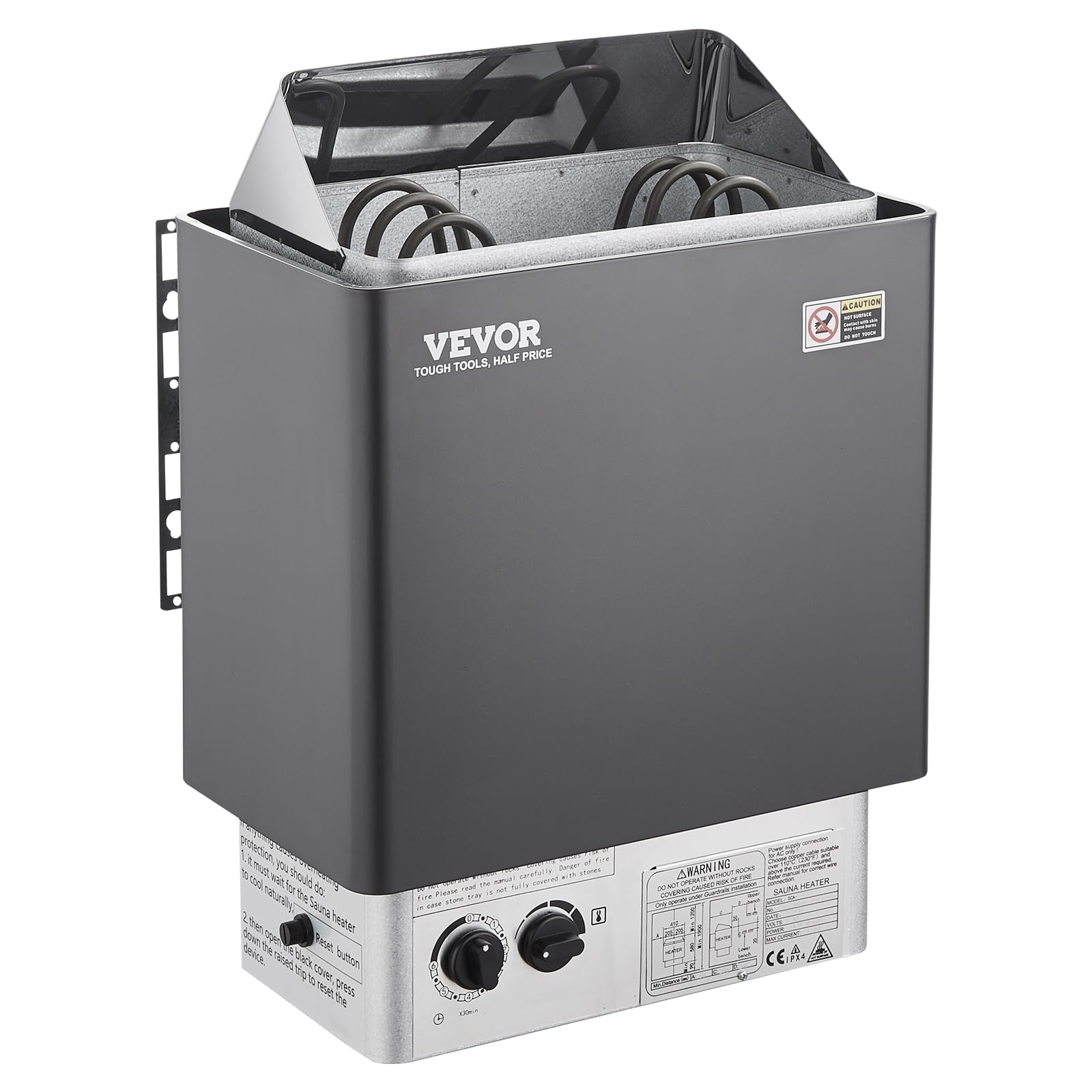VEVOR 3KW 220V Electric Sauna Heater with Built-in Controls, 3h Timer & Adjustable Temperature (70-141 cu ft) - Home Spa, Hotel Sauna & Steam Bath Use - FCC Certified for Safety & Relaxation