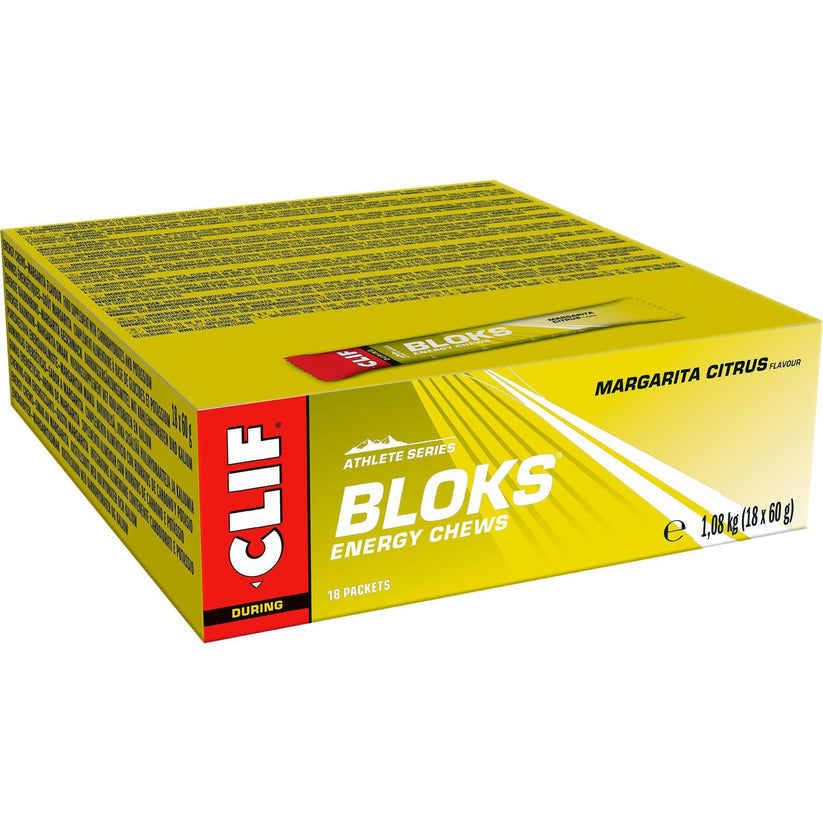 CLIF BLOK Energy Chews - 18 Pack (60g Each) | Fuel Your Performance with Natural Energy Boost for Runners, Cyclists & Athletes | Perfect for Workouts, Hiking & Endurance Sports