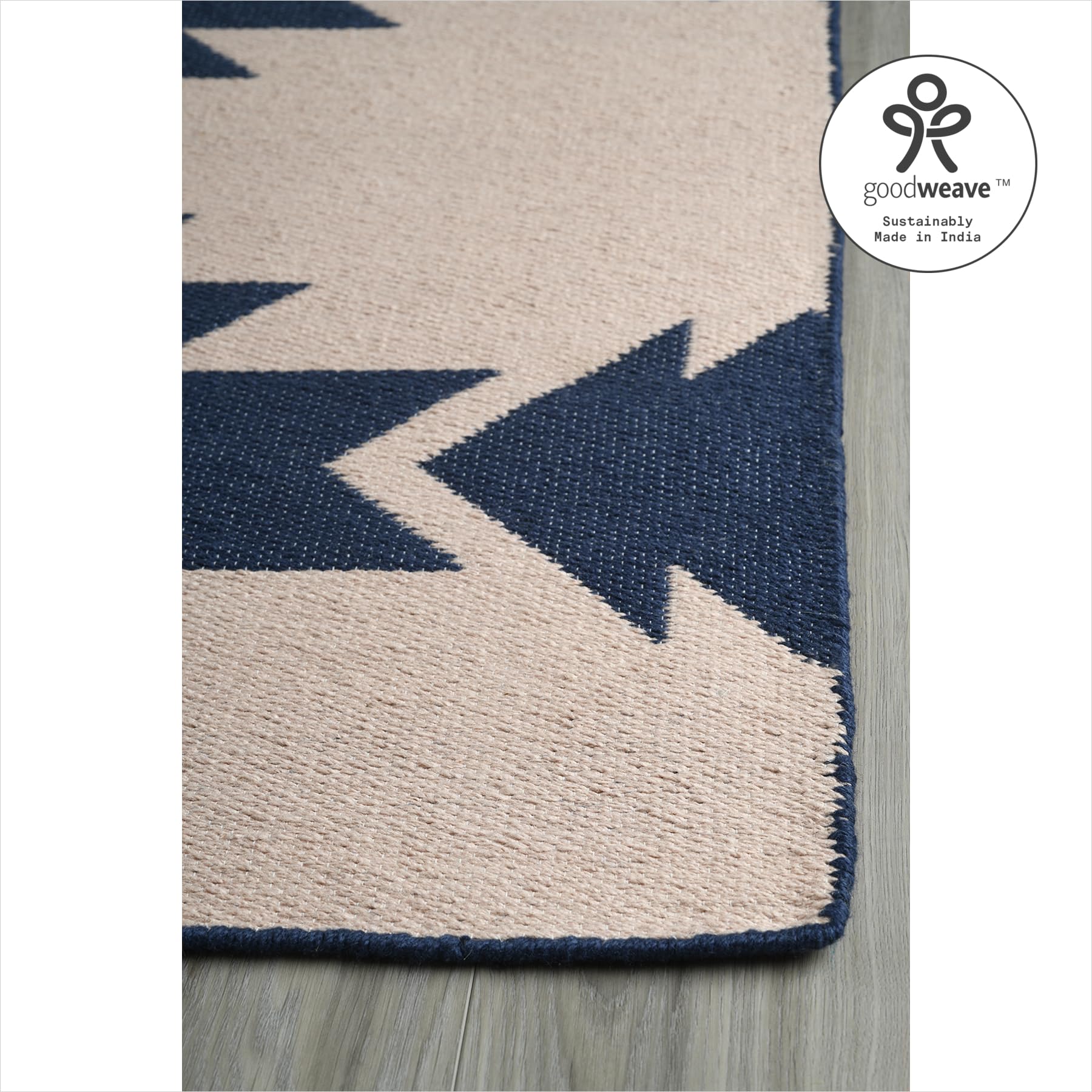 Fab Habitat Machine Washable Area Rug - Hand Woven, Stain & Pet Friendly, Reversible - Premium Recycled Polyester Yarn - Aztec Kilim Design - Navy/Blush - 4x6 ft - Perfect for Bedroom & Living Room Decor - Soft & Durable Floor Covering for Home, Office or Apartment