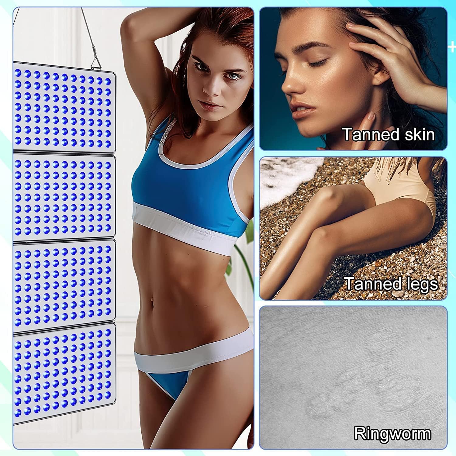 48W Foldable LED Tanning Light Solarium - 364 LEDs for Face & Body Tanning at Home | Portable Sunbed for Indoor Tanning, Spa & Beauty Salon Use