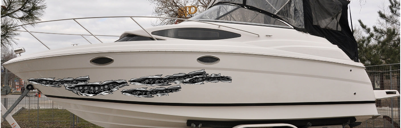Skull & Tears Boat Vinyl Decals - Waterproof Decorative Stickers for Boats, Cars, Laptops & Windows - Perfect for Marine Enthusiasts & Gothic Decor