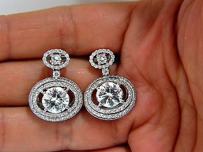 10.90CT Natural Zircon Diamond Dangle Drop Earrings in 14K Gold - Elegant Statement Jewelry for Weddings, Parties & Special Occasions