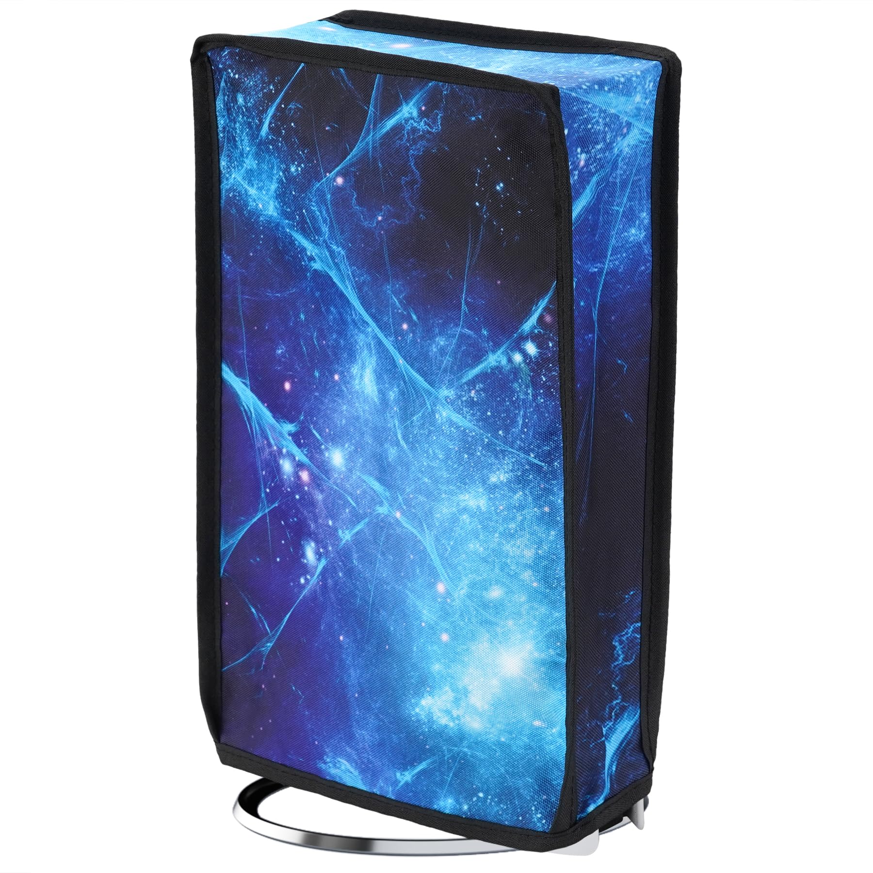 PlayVital Vertical Dust Cover for PS5 Slim Digital Edition (New Smaller Design) - Nylon Dustproof Waterproof Protector Sleeve for PlayStation 5 Slim Console - Blue Nebula - Perfect for Gaming Setup Protection & Travel Storage
