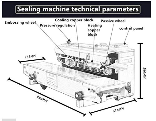 Kolice Commercial Automatic Continuous Sealing Machine - Industrial Horizontal Bag Sealer for Food Packaging, PVC Bags & Films - Ideal for Popsicle, Snack & Frozen Food Packing