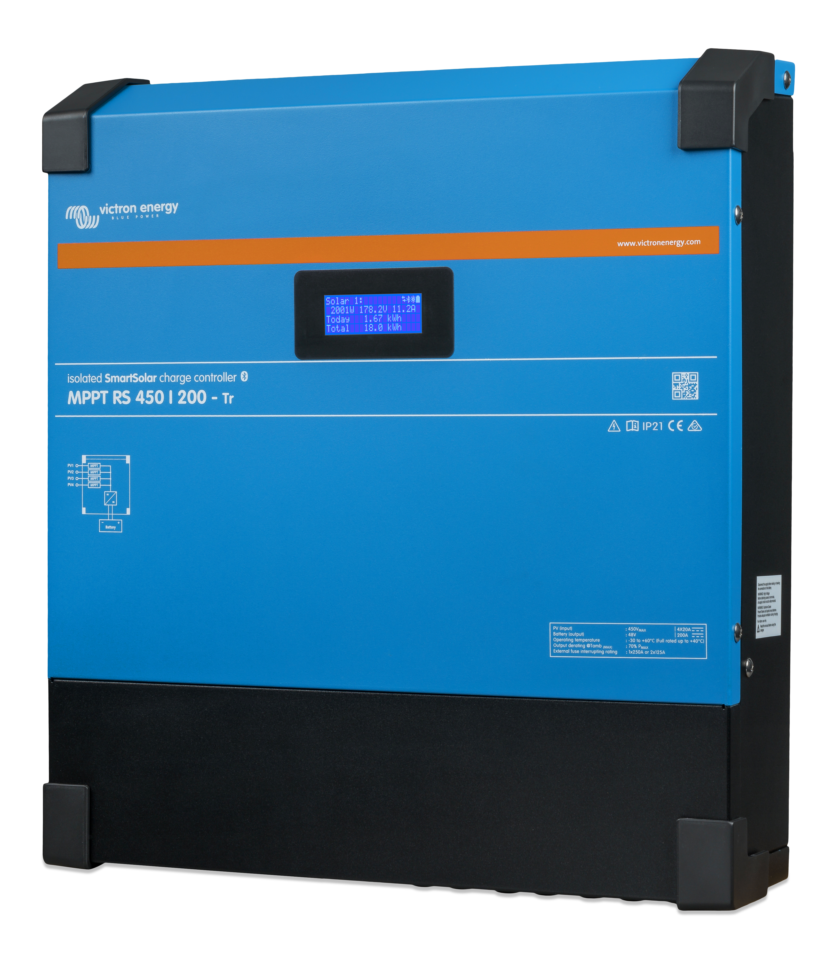 Victron Energy SmartSolar MPPT RS 450/200 Tr Solar Charge Controller - 200A 450V High Efficiency MPPT Regulator for Off-Grid Solar Systems | Perfect for RV, Marine, and Home Solar Power Installations