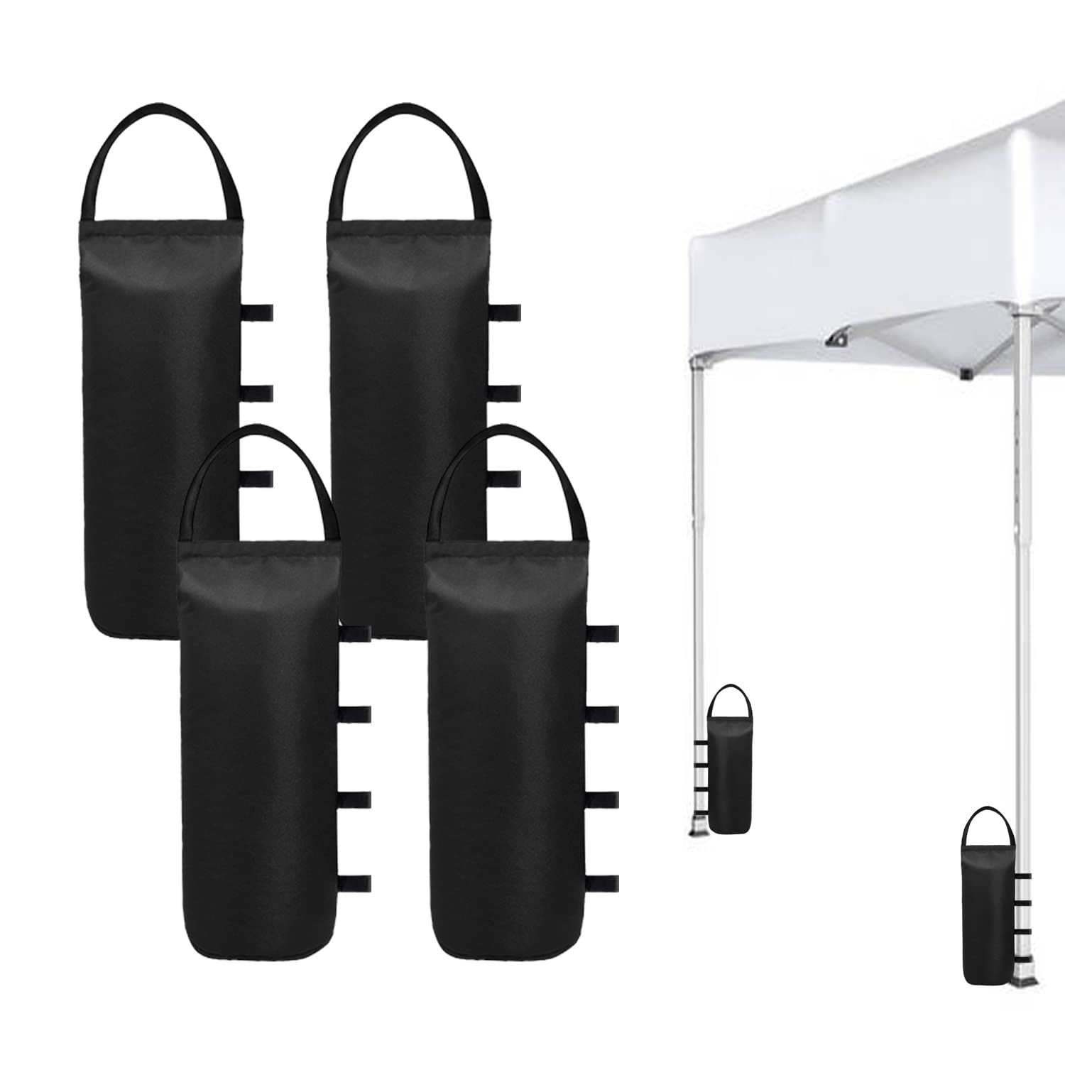 Heavy Duty Sandbag Weights for Pop Up Canopy Tent & Video Stand - Set of 4 Black Stabilizing Bags (No Sand Included) - Perfect for Outdoor Events, Trade Shows & Photography Studios