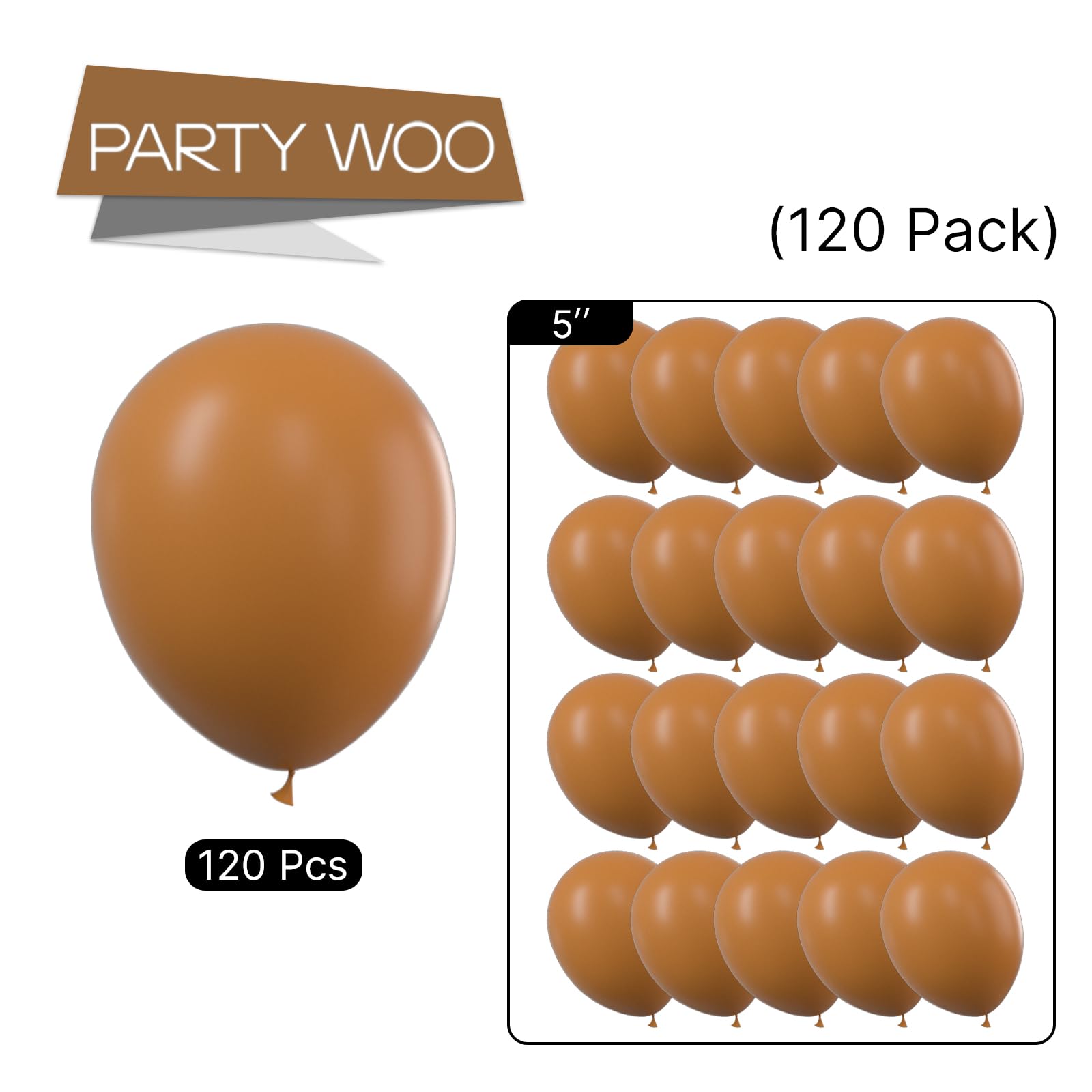 120 Pack 5 Inch Matte Caramel Brown Balloons for Balloon Garland & Arch - Boho Party Decorations, Birthday Wedding Decor (Brown-F10) - Perfect for Rustic Weddings, Baby Showers & Fall Themed Events