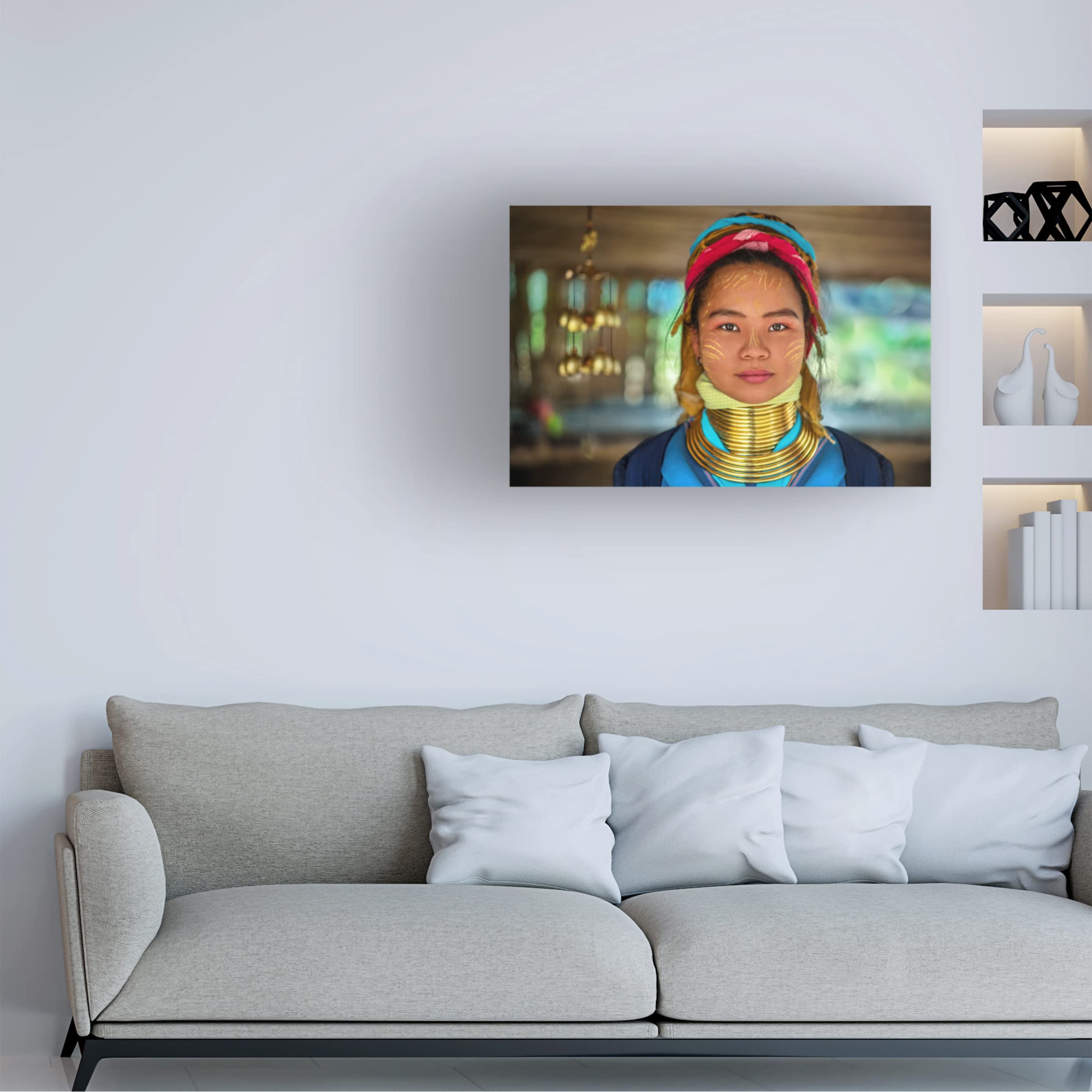 Ben Heine Young Padaung Woman Thailand 5 Canvas Art Print - Handmade Wall Decor for Living Room, Bedroom & Office - Ethnic Portrait Painting for Home & Office Decor