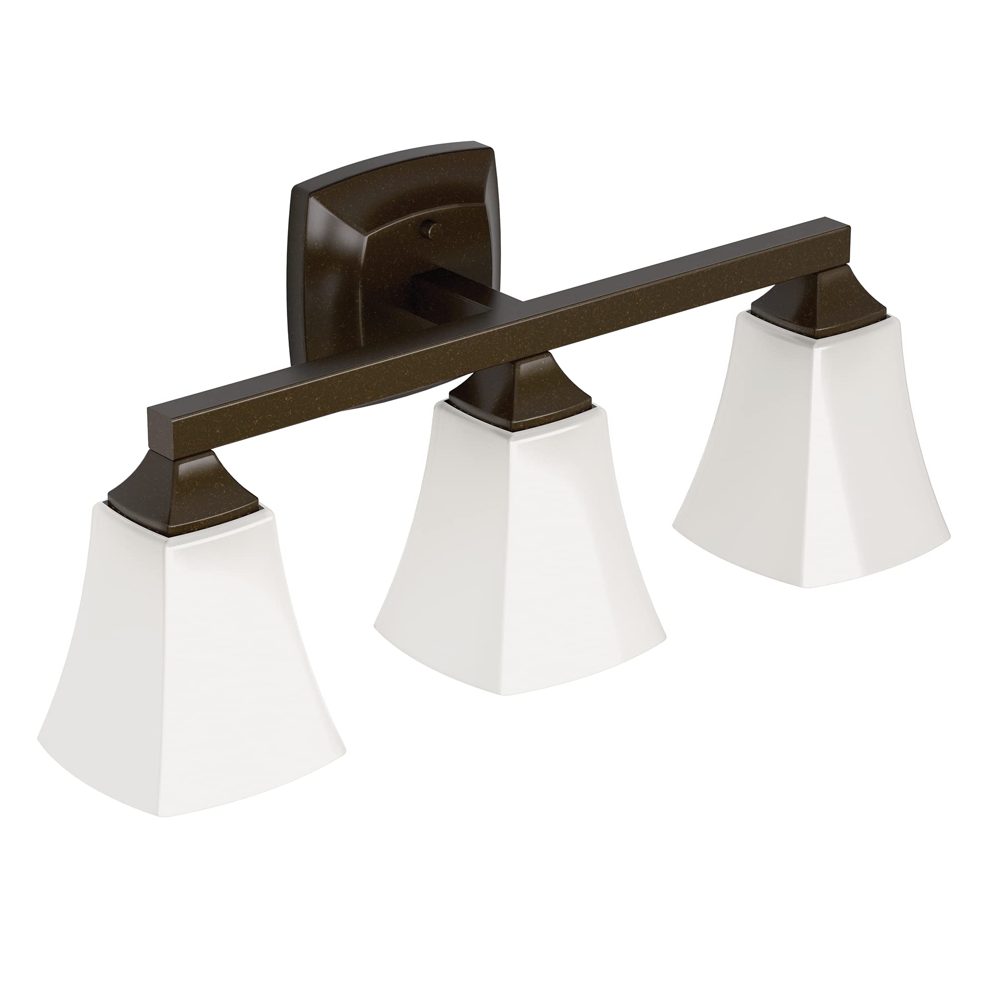 Moen YB5163ORB Voss 3-Light Dual-Mount Bathroom Vanity Light Fixture with Frosted Glass in Oil-Rubbed Bronze - Perfect for Modern Bathrooms, Powder Rooms & Spa-Like Retreats