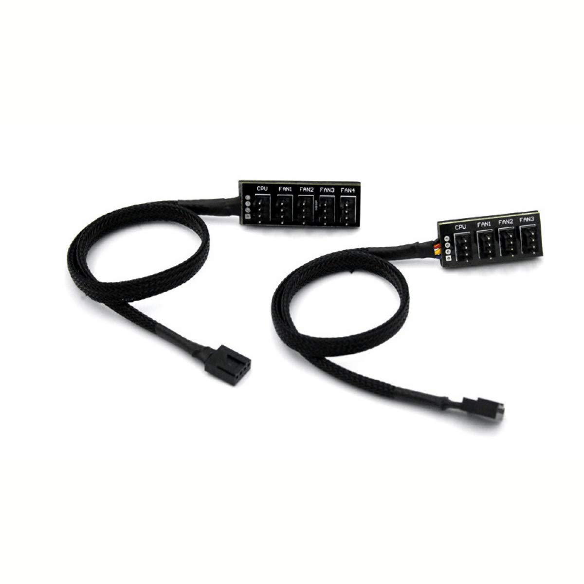 4/5 Channel PWM Fan Hub - PC CPU Cooling Fan Distributor with Sleeved Braided 4-Pin/3-Pin Power Adapter Cable - Perfect for Gaming Rigs, Workstations & Custom PC Builds