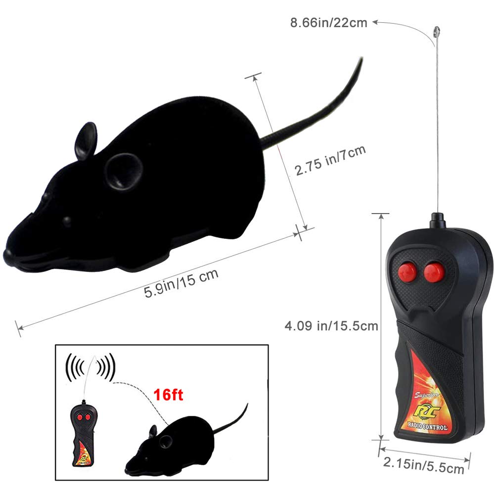 Wireless Remote Control Rat Toy - Realistic Fake Mouse Prank Toy for Halloween, Christmas & Birthday Gifts - Fun Trick Joke for Kids & Pets (Black) - Perfect for Pranks, Pet Training & Party Games