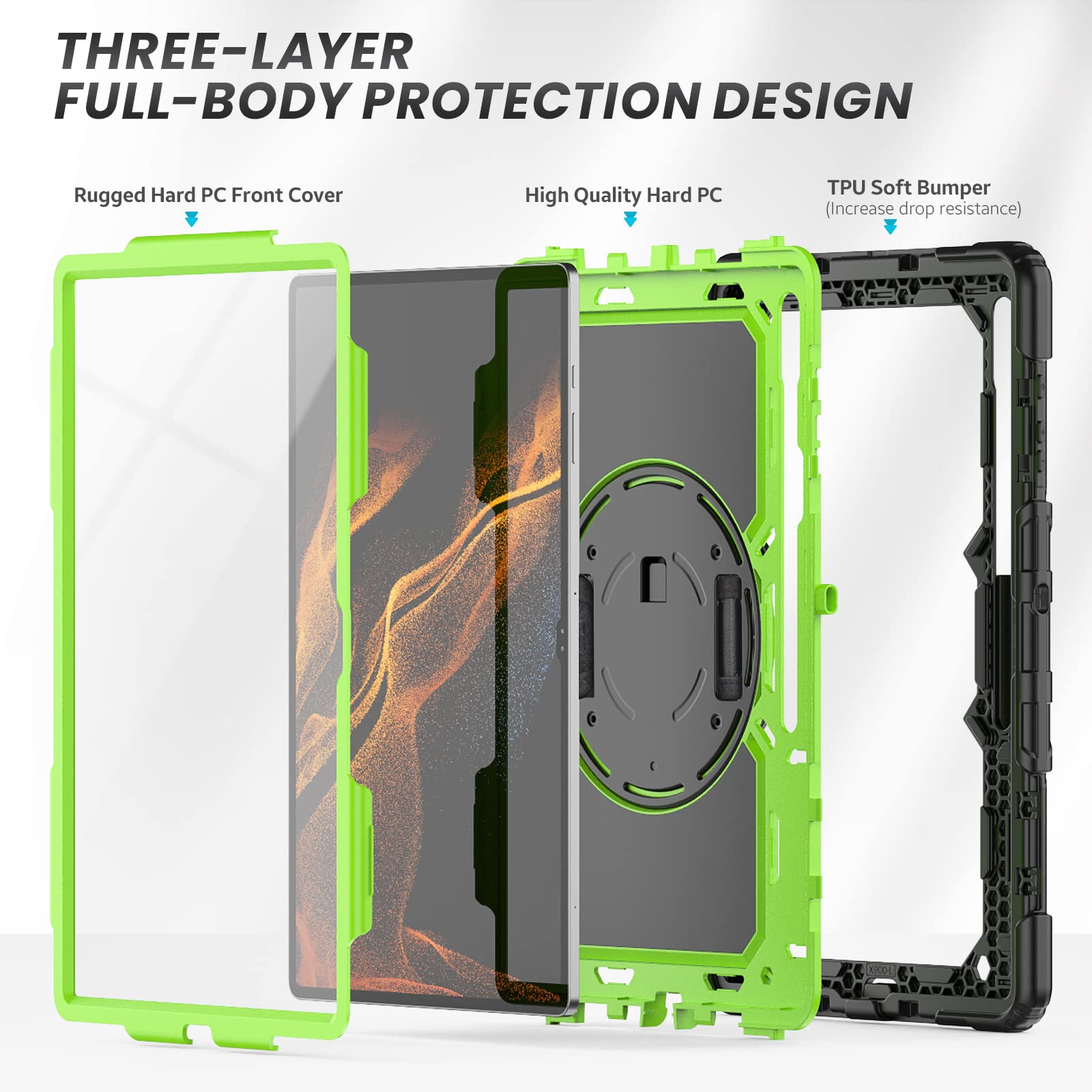 Military Grade Shockproof Case for Samsung Galaxy Tab S8 Ultra/Tab S9 Ultra 14.6
