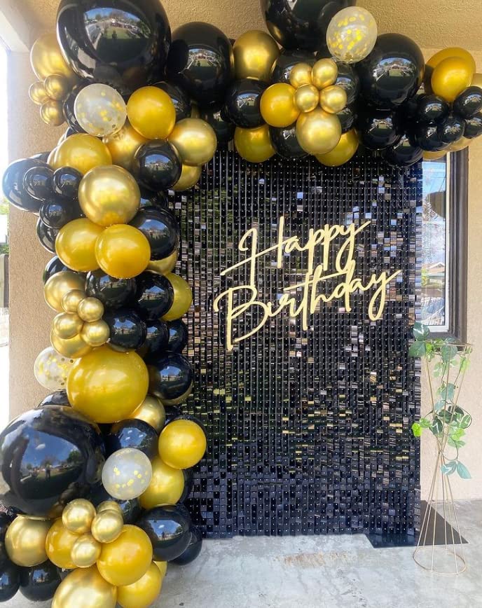 Shimmer Wall Backdrop Panel - 15pcs Black Decorative Panels for Wedding, Birthday, Anniversary, Engagement & Bridal Shower Party Decorations | Perfect for Photo Booths, Stage Backgrounds & Event Decor