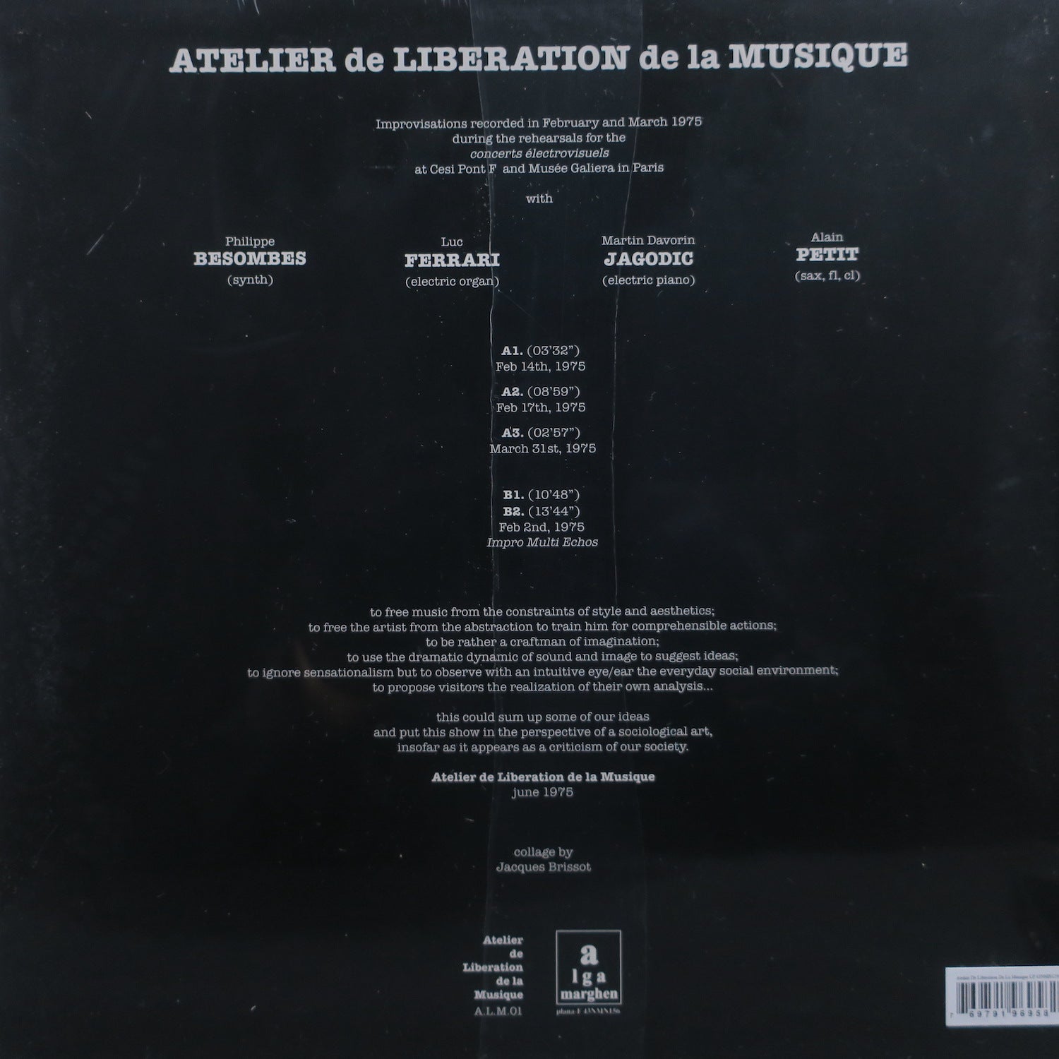 LUC FERRARI 'Atelier de Libération de la Musique' Experimental Avant-Garde Vinyl LP Record (2019 Reissue) - Perfect for Music Collectors & Experimental Sound Enthusiasts