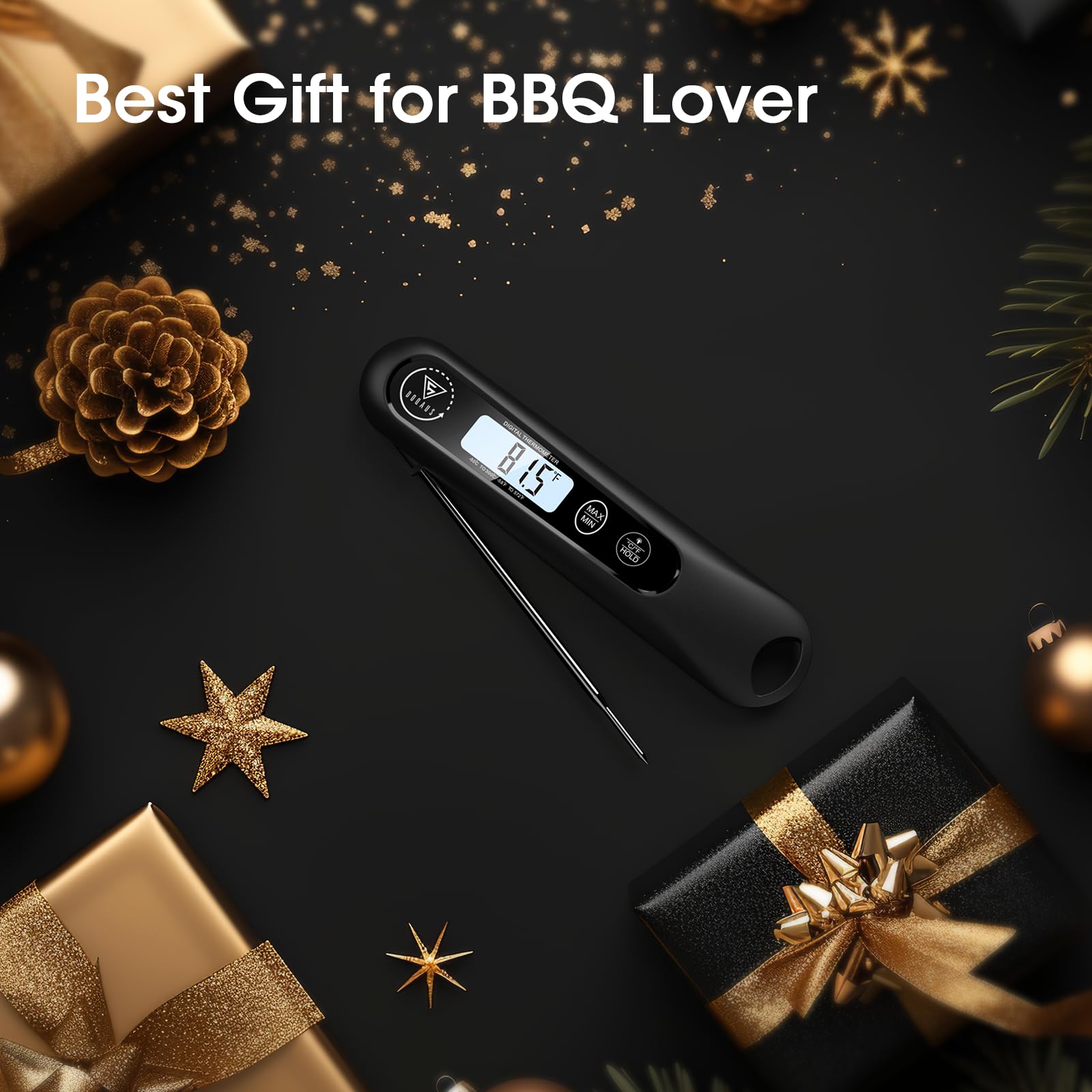 DOQAUS Digital Meat Thermometer - Instant Read Food Thermometer for Cooking, Grilling, Baking | Waterproof Kitchen Thermometer with Backlit LCD | Perfect for Turkey, BBQ, Bread, Sourdough | Indoor & Outdoor Cooking Essential