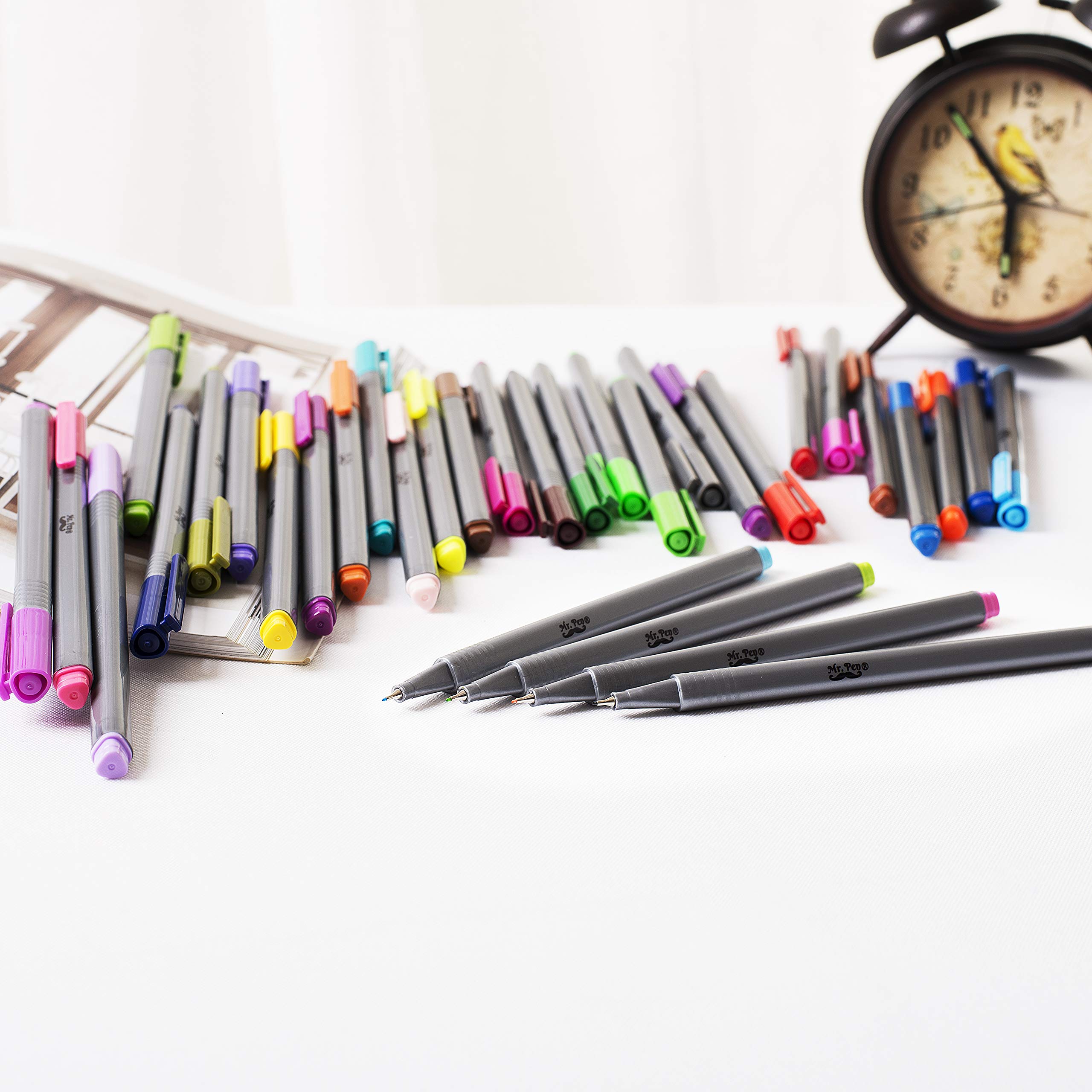 Mr. Pen 36-Pack 0.4mm Fineliner Pens - Fine Point Colored Markers for Journaling, Bible Study & Art