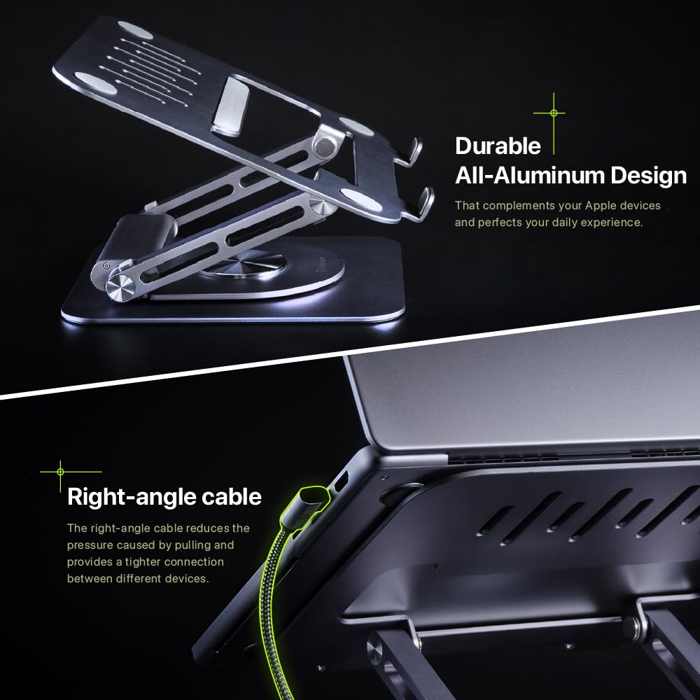 ADAM elements USB-C Stand Pro 6-in-1 Laptop Docking Station for MacBook Pro/Air M1/M2, iPad Pro & Windows Laptops - USB-C Hub with HDMI, 2x USB-A, PD Charging, Ethernet Port - Perfect for Home Office & Workspace Setup
