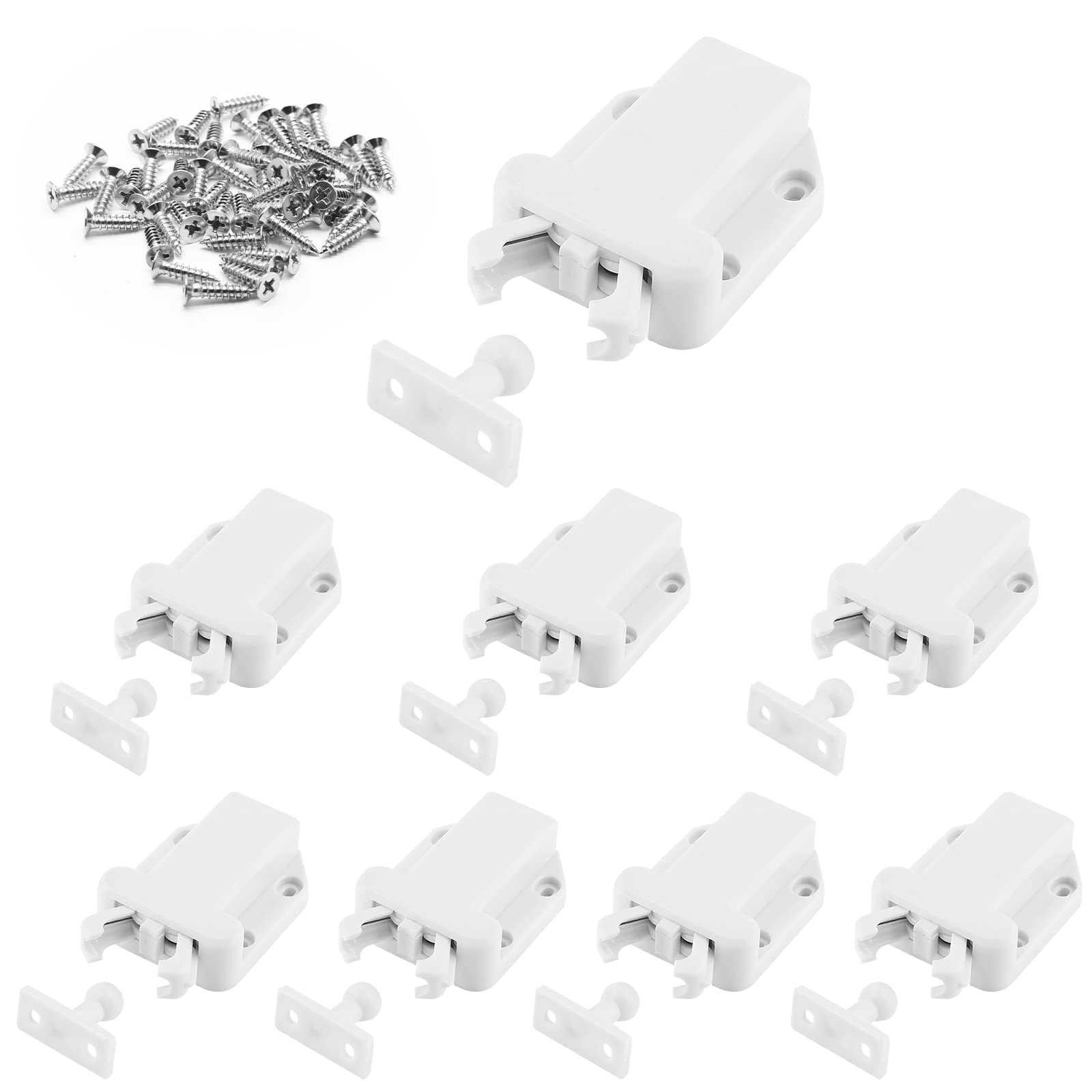 8 PCS Self-Locking Push Latches - Automatic Pop-Up Cabinet Locks for Drawers, Cupboards & Bedroom Furniture | Safe Touch Latch Hardware for Easy Cabinet Access | Perfect for Kitchen, Bathroom & Office Storage Organization