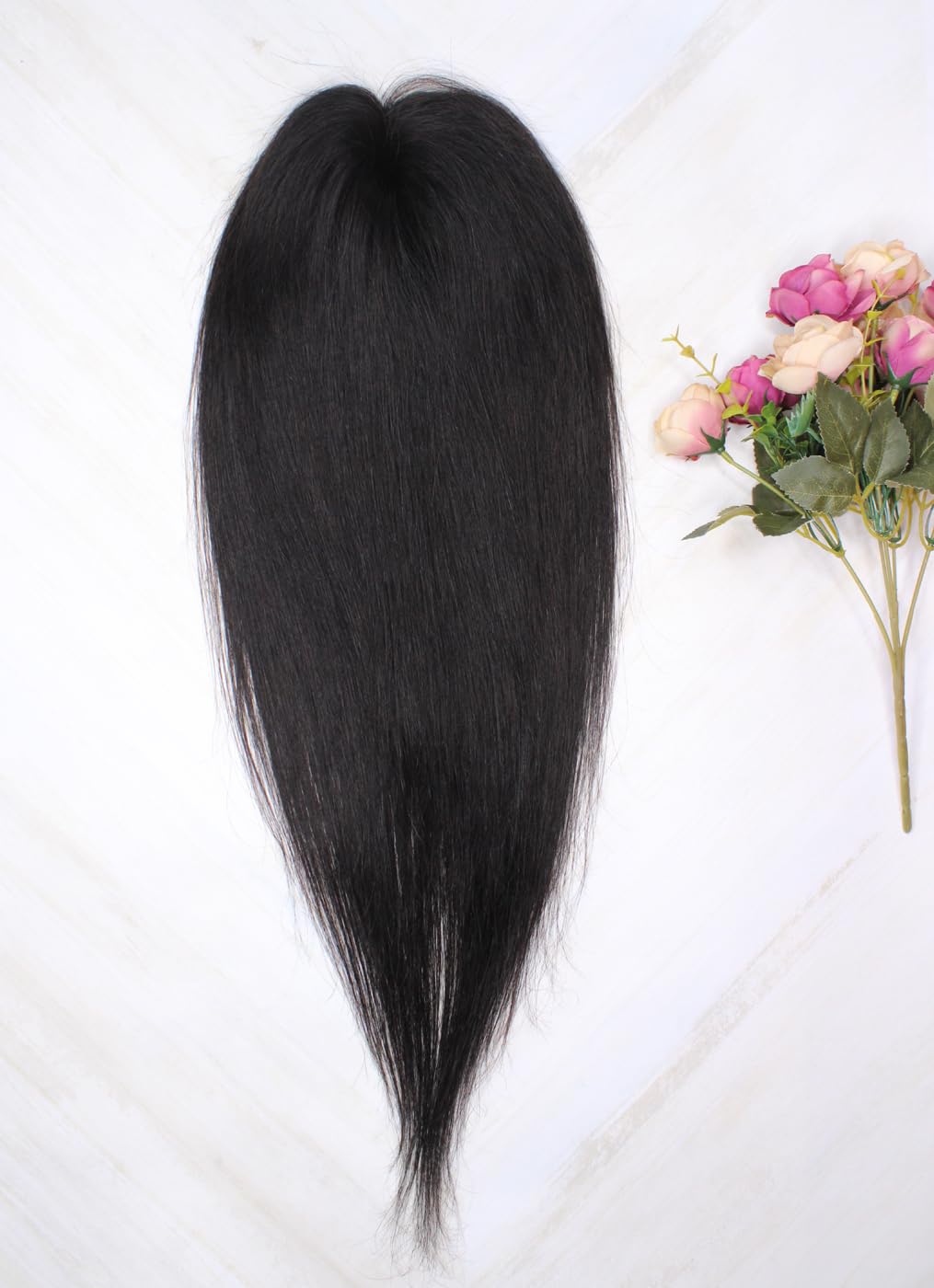Kabello Straight Natural 3×3 Hair Topper for Women with Thinning Hair - Free Clips & Hair Brush (Brown) | Instant Volume & Confidence for Daily Wear, Special Occasions & Styling
