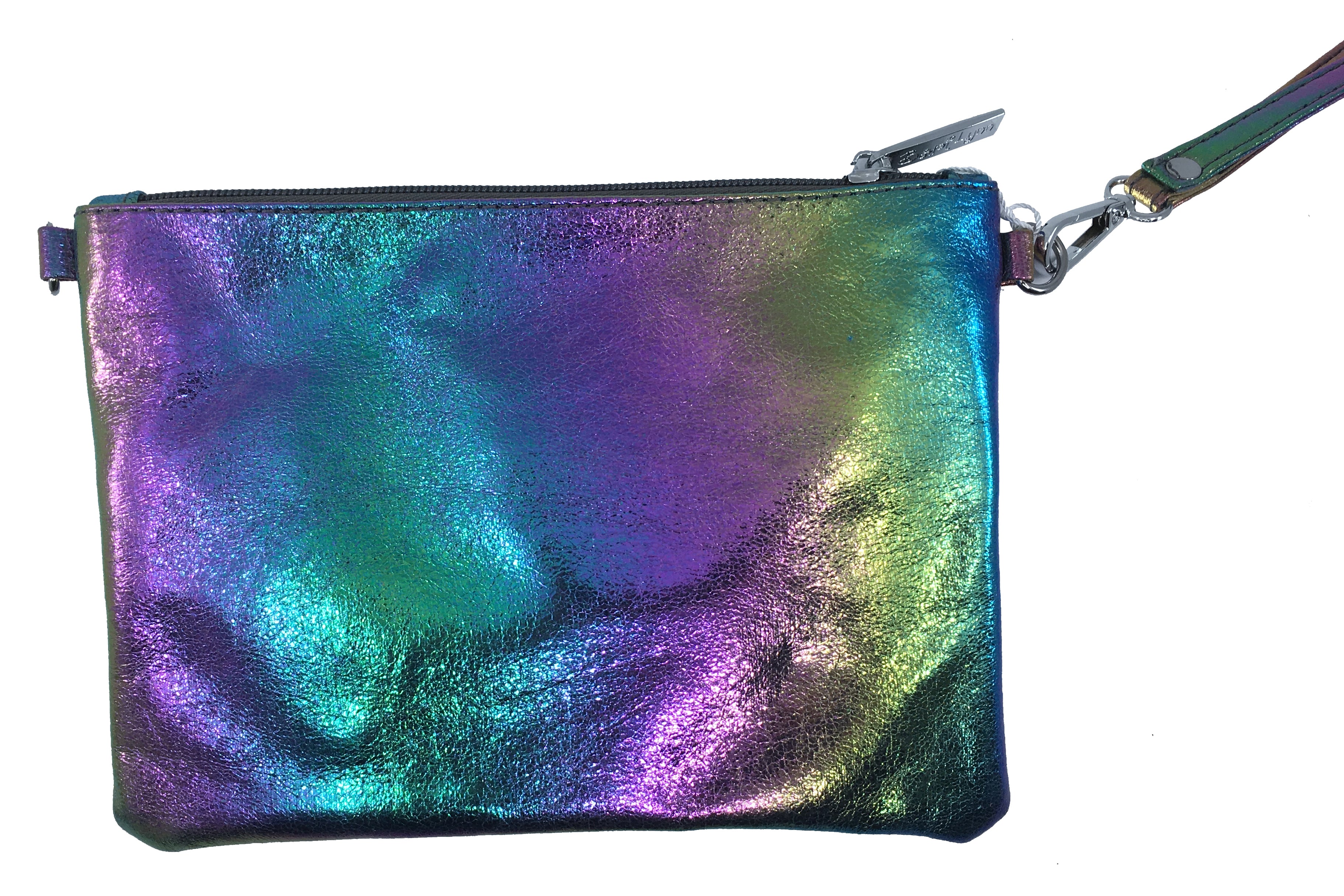 Bari Lynn Girls' Galaxy Iridescent Purple Wristlet Clutch with Chain Strap - Trendy Evening Bag for Parties, Prom, and Special Occasions