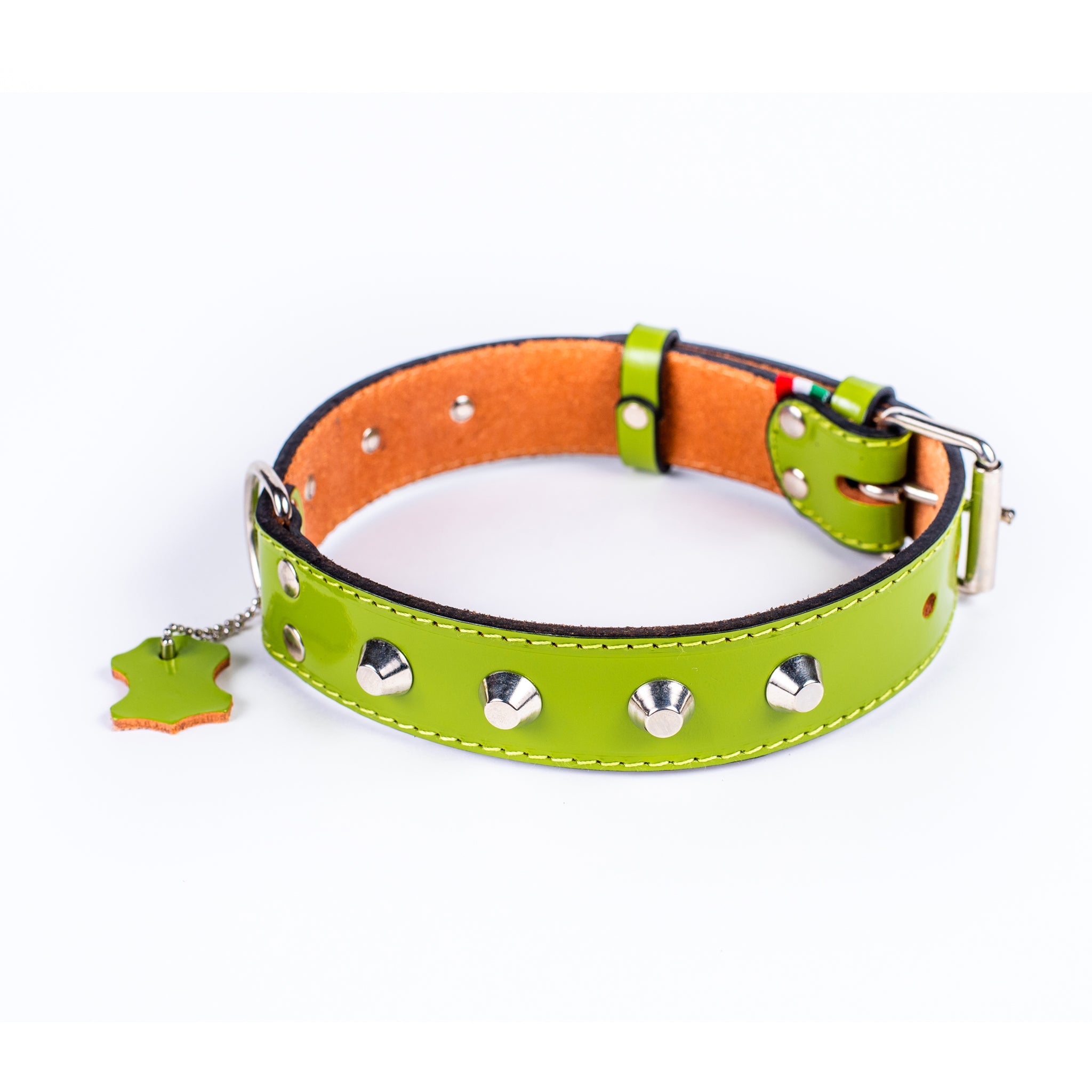 Italian Leather Studded Dog Collar with Metal Studs - Small Size for Small Dogs - Perfect for Training, Walking, and Fashion Accessories