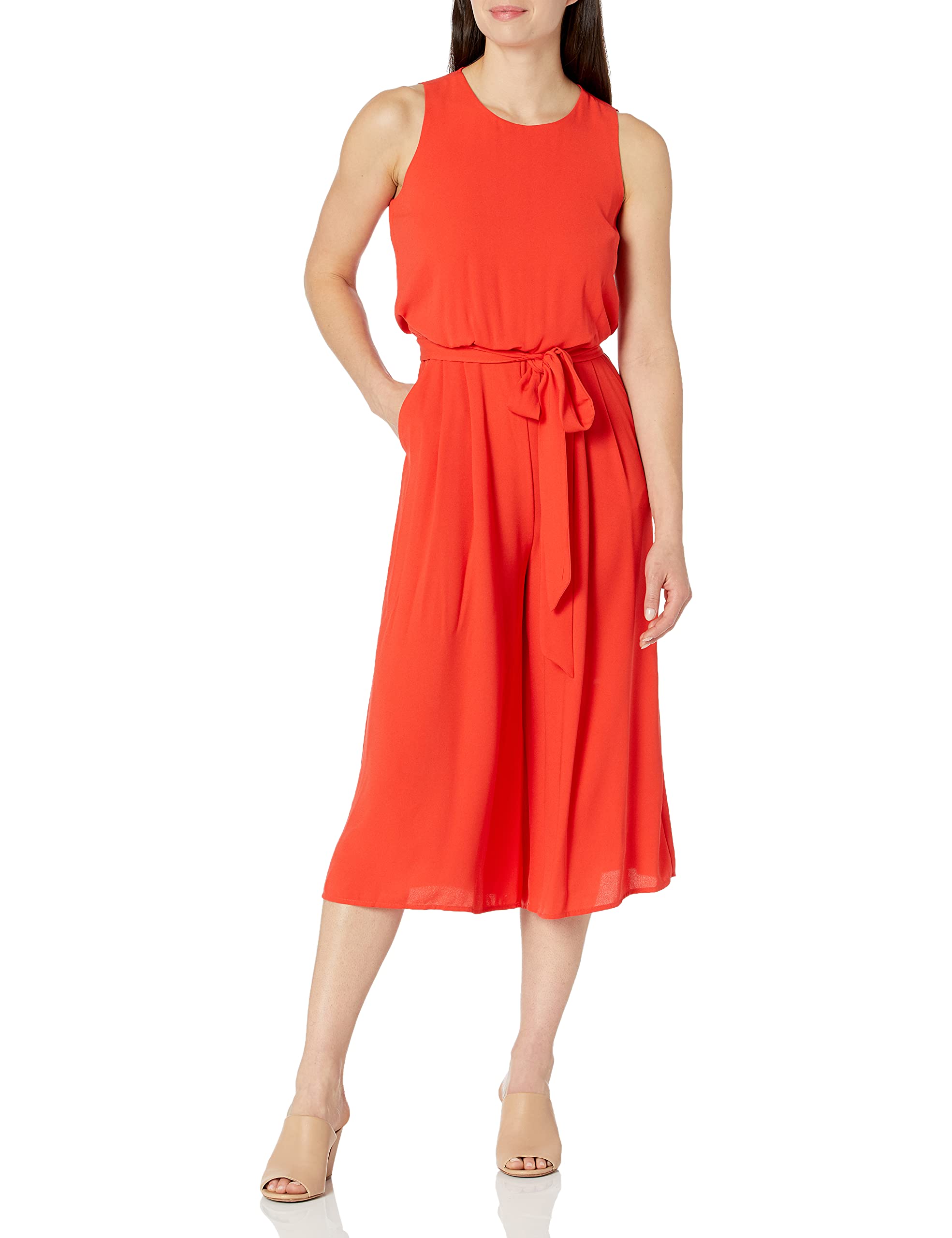 Vince Camuto Women's Sleeveless Blouson Cropped Jumpsuit - Stylish Casual Romper for Summer Outings, Beach Vacations & Date Nights