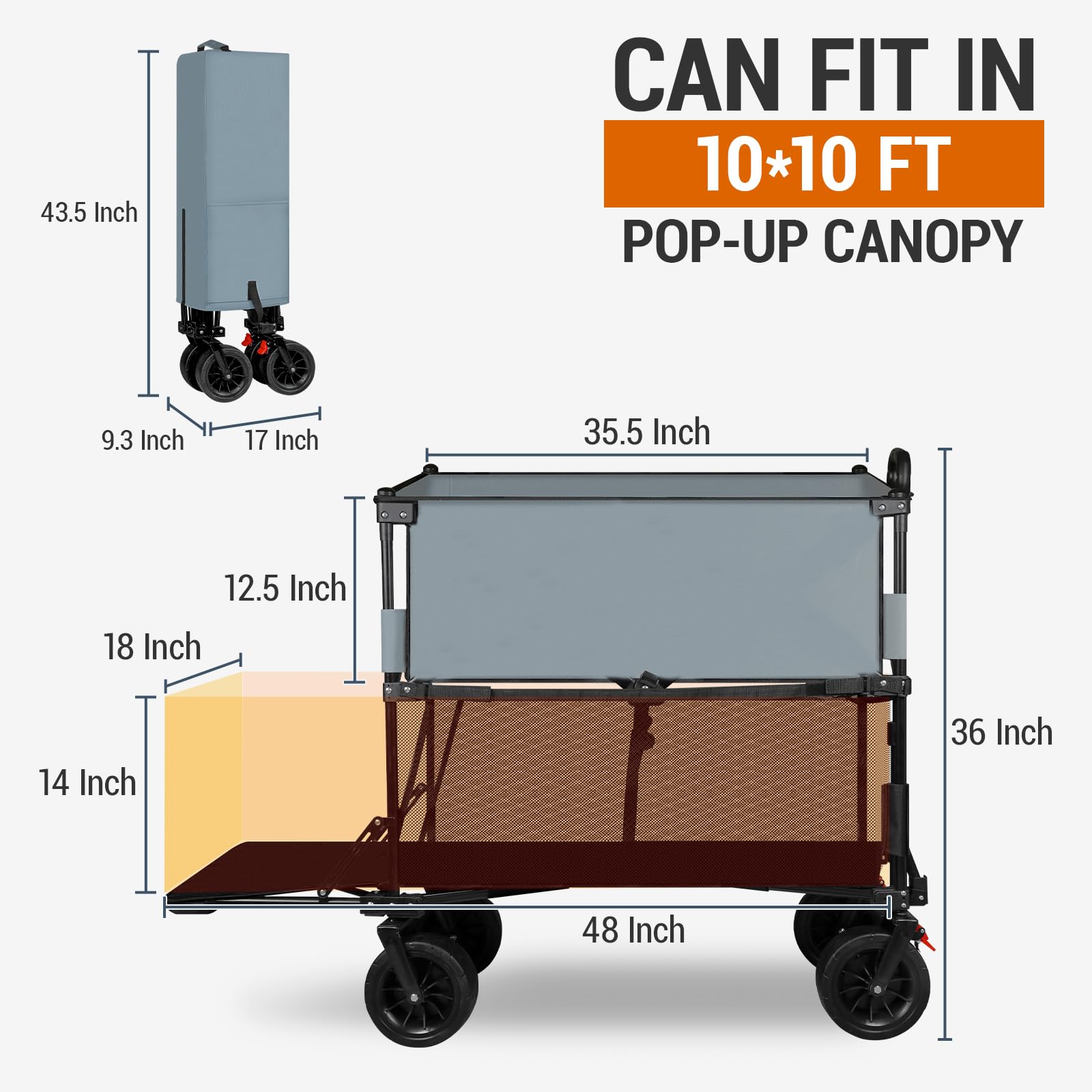**Heavy Duty Double Decker Folding Wagon Cart with Large Wheels & Brakes – Portable Utility Cart for Beach, Camping, Groceries, and Outdoor Adventures**    *(Perfect for picnics, tailgating, farmers markets, and hauling gear to the beach or campsite!)*